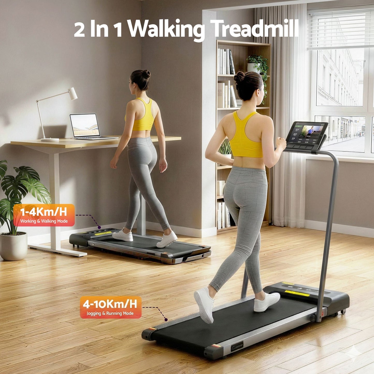 Treadmill Walking Pad Home Gym Office Fitness 380mm - Grey