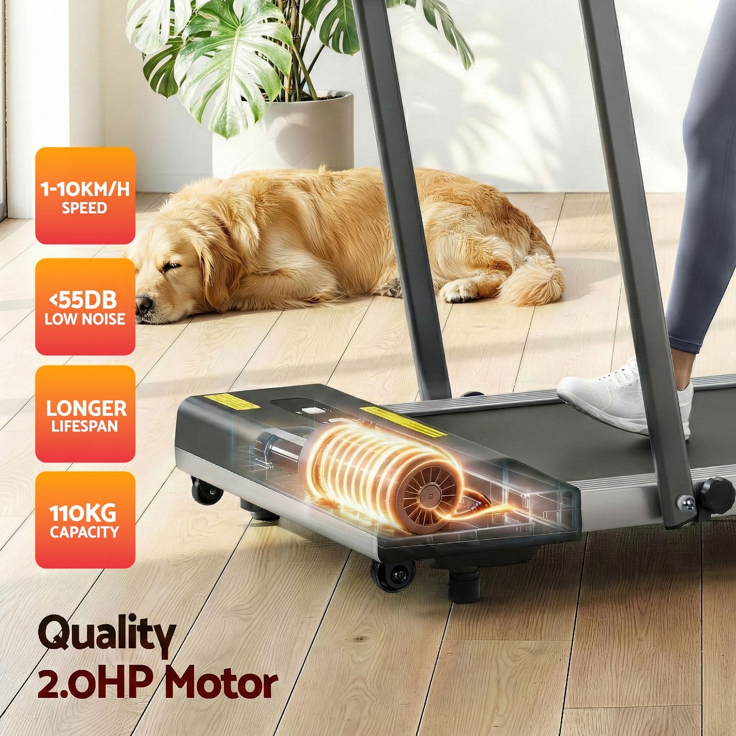 Treadmill Walking Pad Home Gym Office Fitness 380mm - Grey