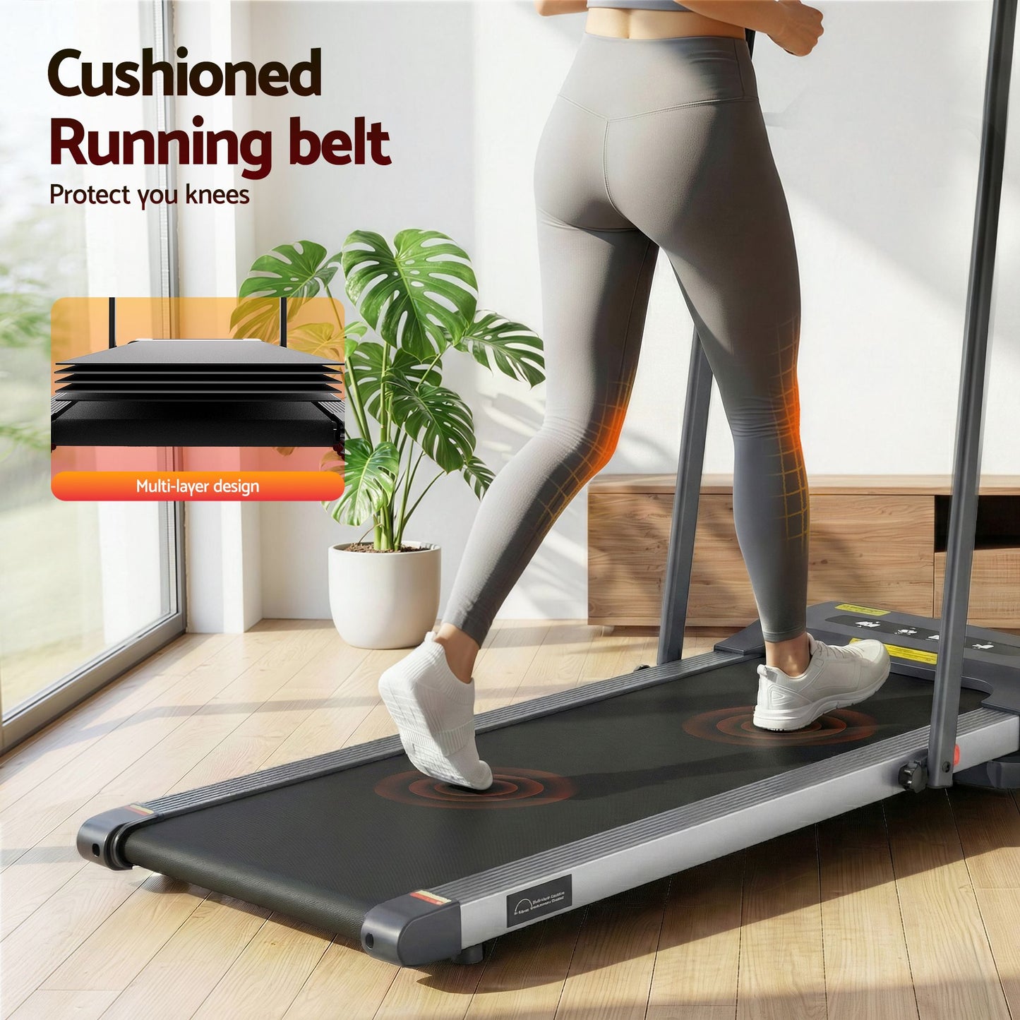 Treadmill Walking Pad Home Gym Office Fitness 380mm - Grey