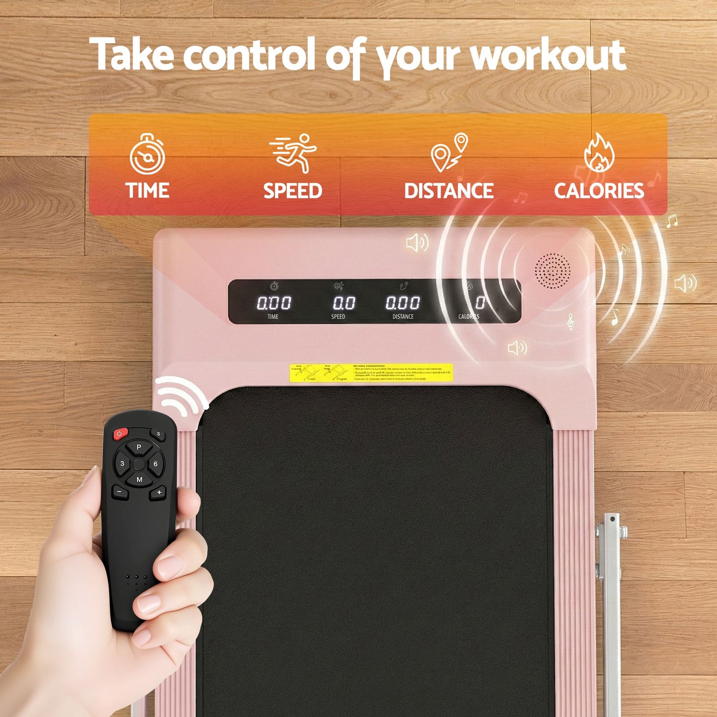 Treadmill Walking Pad Home Gym Office Fitness Machine 380mm - Pink