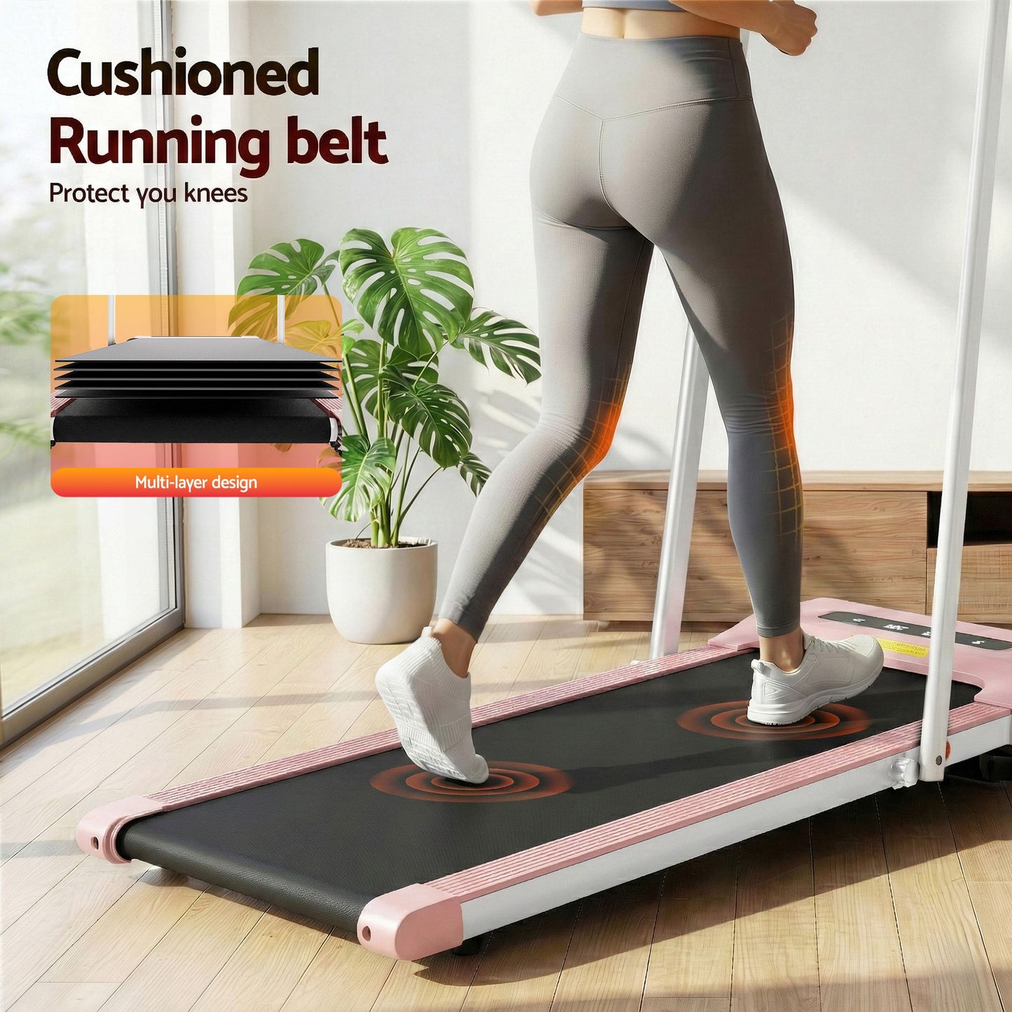 Treadmill Walking Pad Home Gym Office Fitness Machine 380mm - Pink