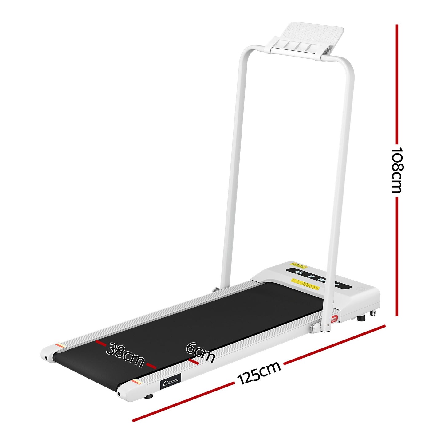 Treadmill Walking Pad Home Gym Office Fitness Machine 380mm - White