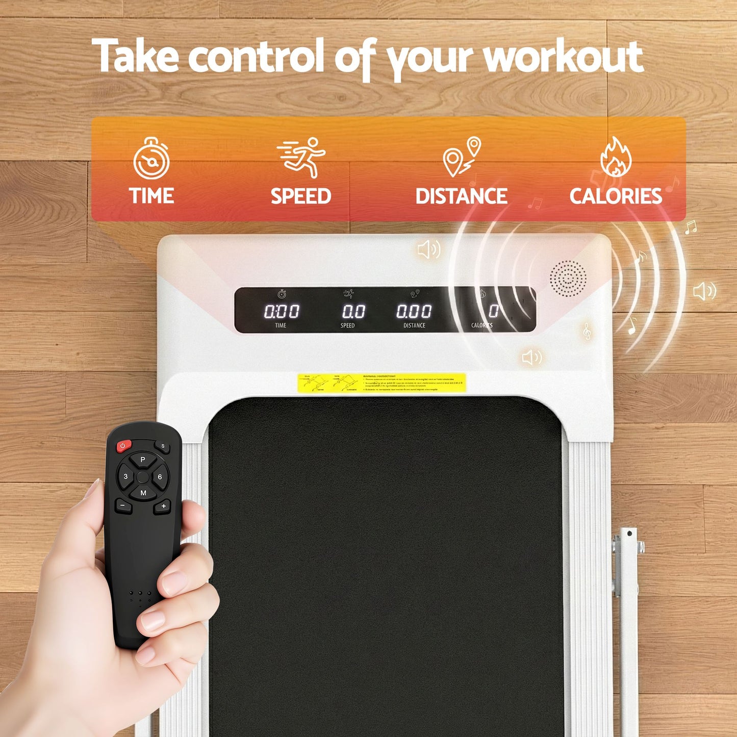 Treadmill Walking Pad Home Gym Office Fitness Machine 380mm - White