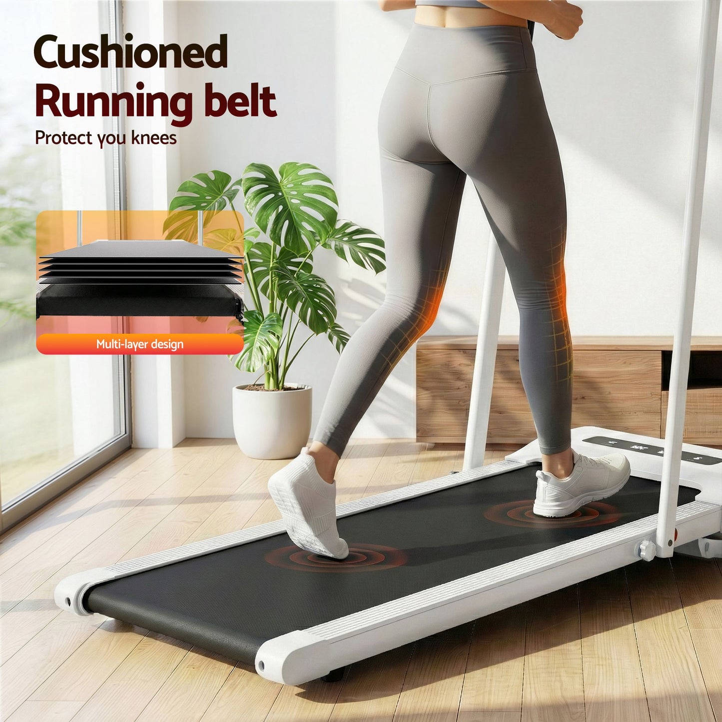 Treadmill Walking Pad Home Gym Office Fitness Machine 380mm - White