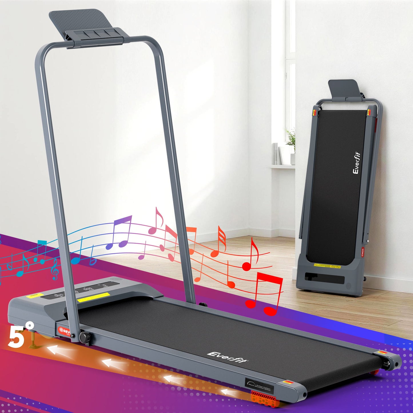 Grey 380mm walking pad treadmill for household use