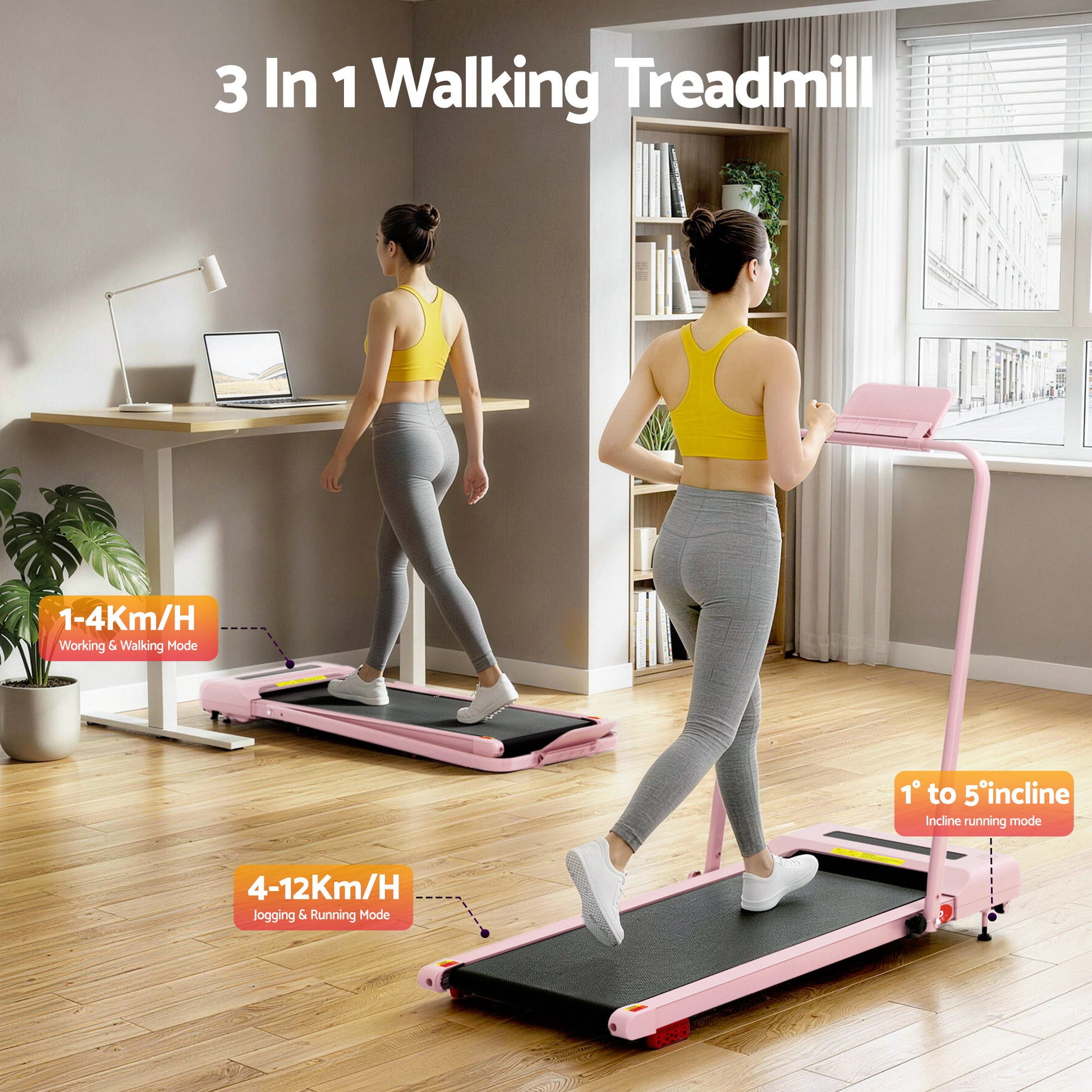 Pink 380mm everfit treadmill electric with material finish and practical fittings