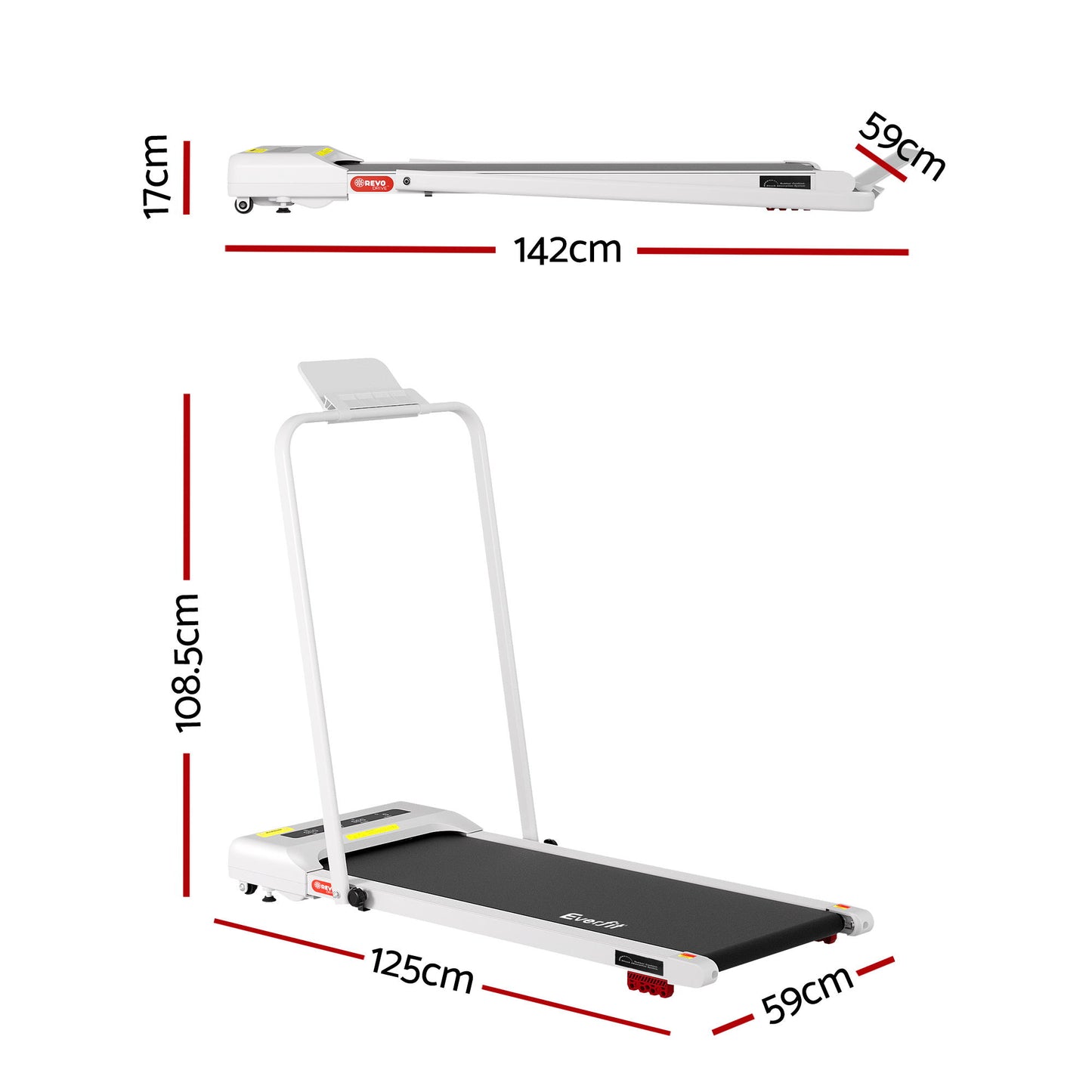 Everfit Treadmill Electric Walking Pad Incline