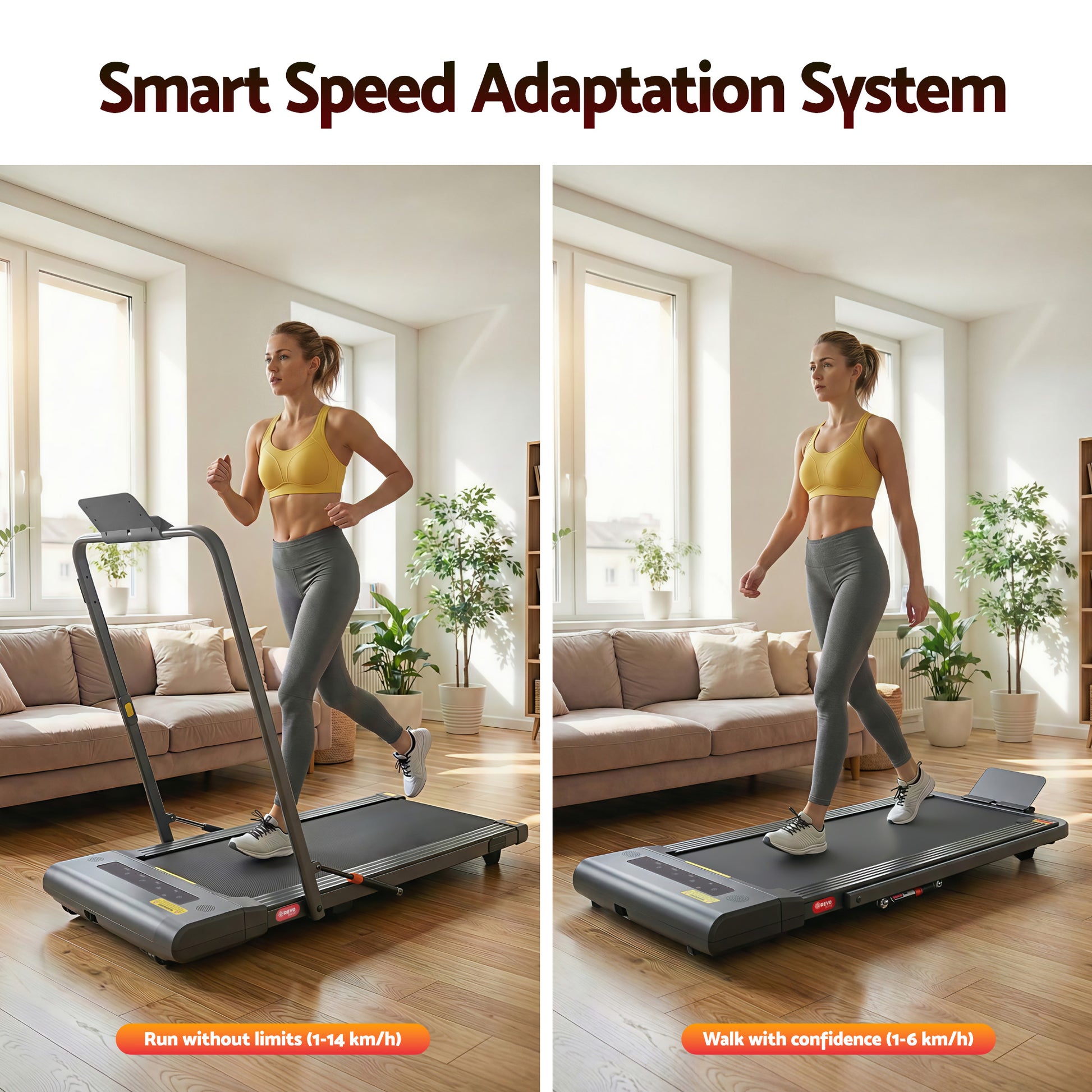 Electric Walking Pad Treadmill Compact Gym Grey
