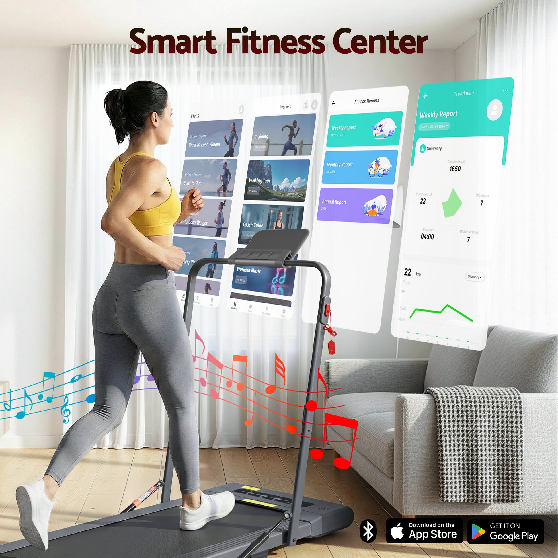 Grey Electric Walking Pad Treadmill Compact Gym Design