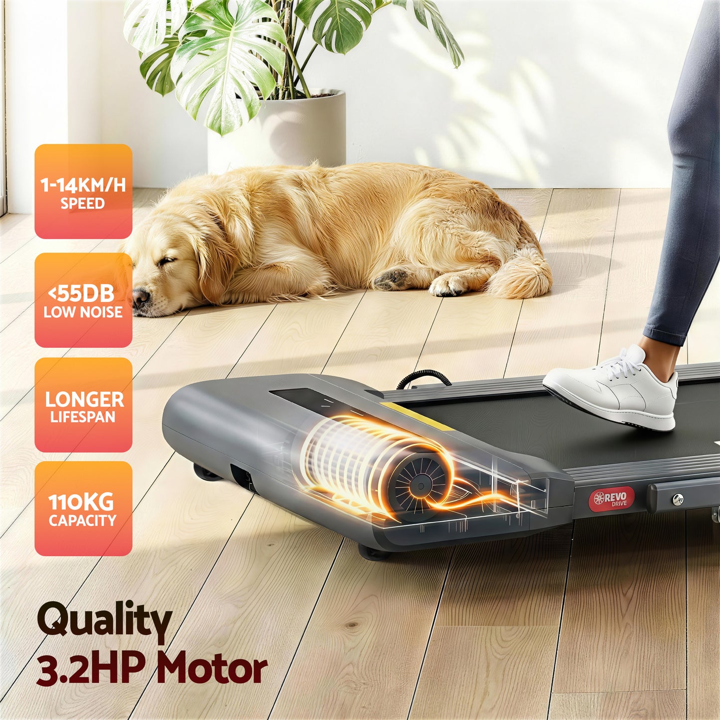 Treadmill Walking Pad Under Desk with Gym Fitness 400mm Grey
