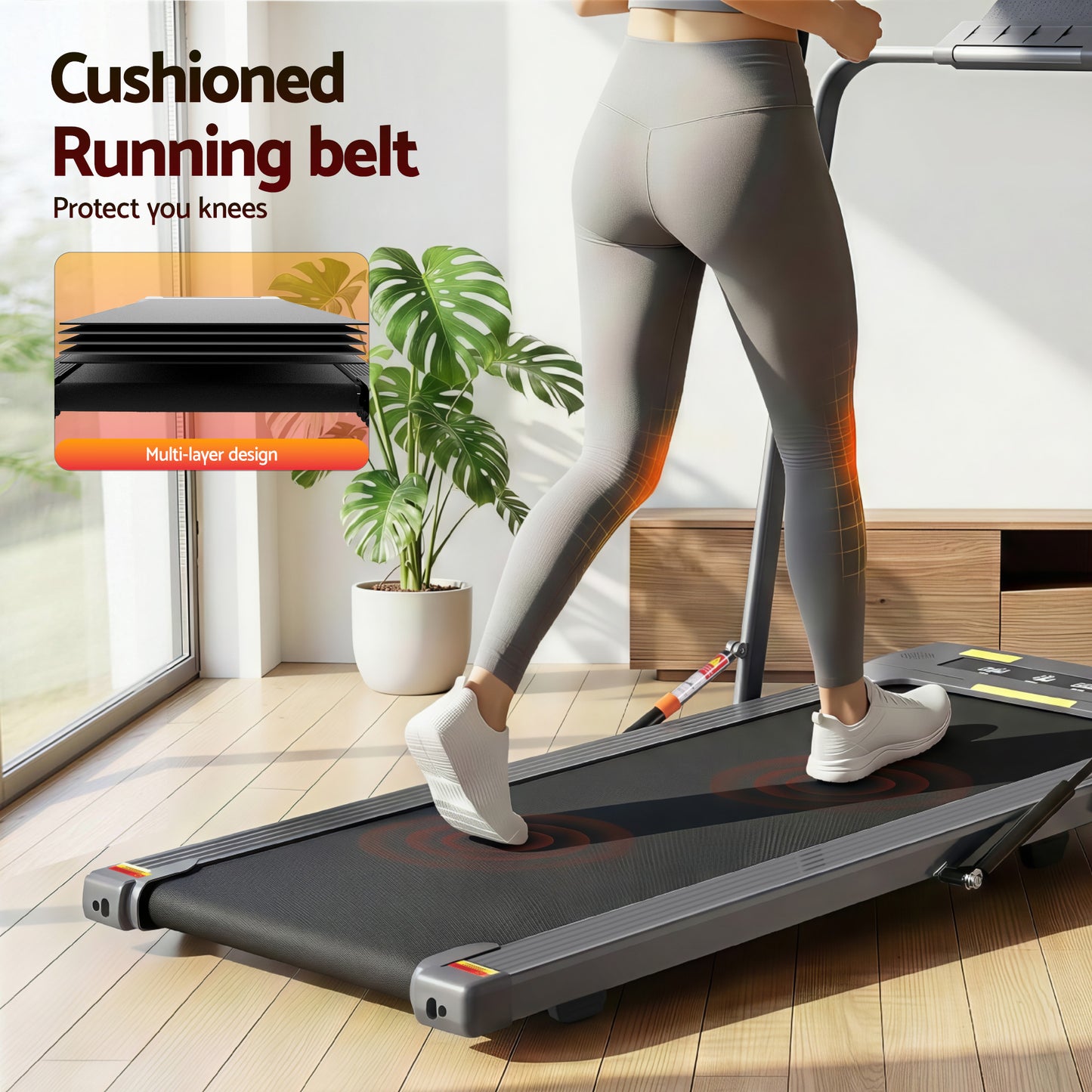 Treadmill Walking Pad Under Desk Gym Grey