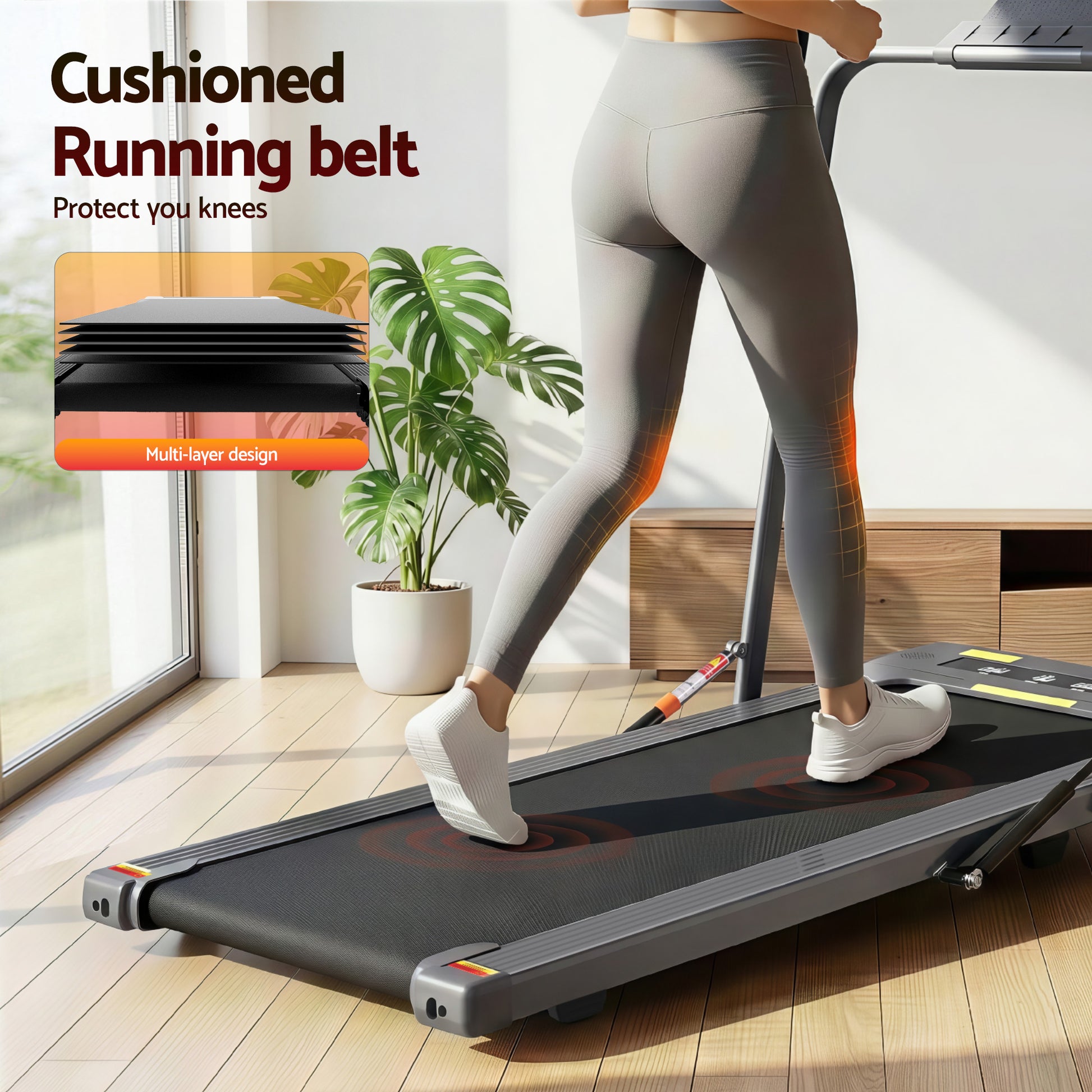 Treadmill Walking Pad Under Desk Gym Grey