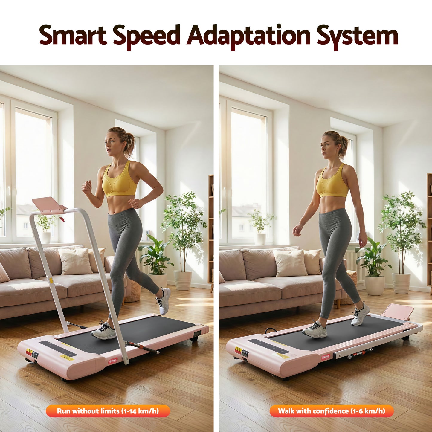 Treadmill Walking Pad Under Desk Home Gym Fitness 400mm - Pink