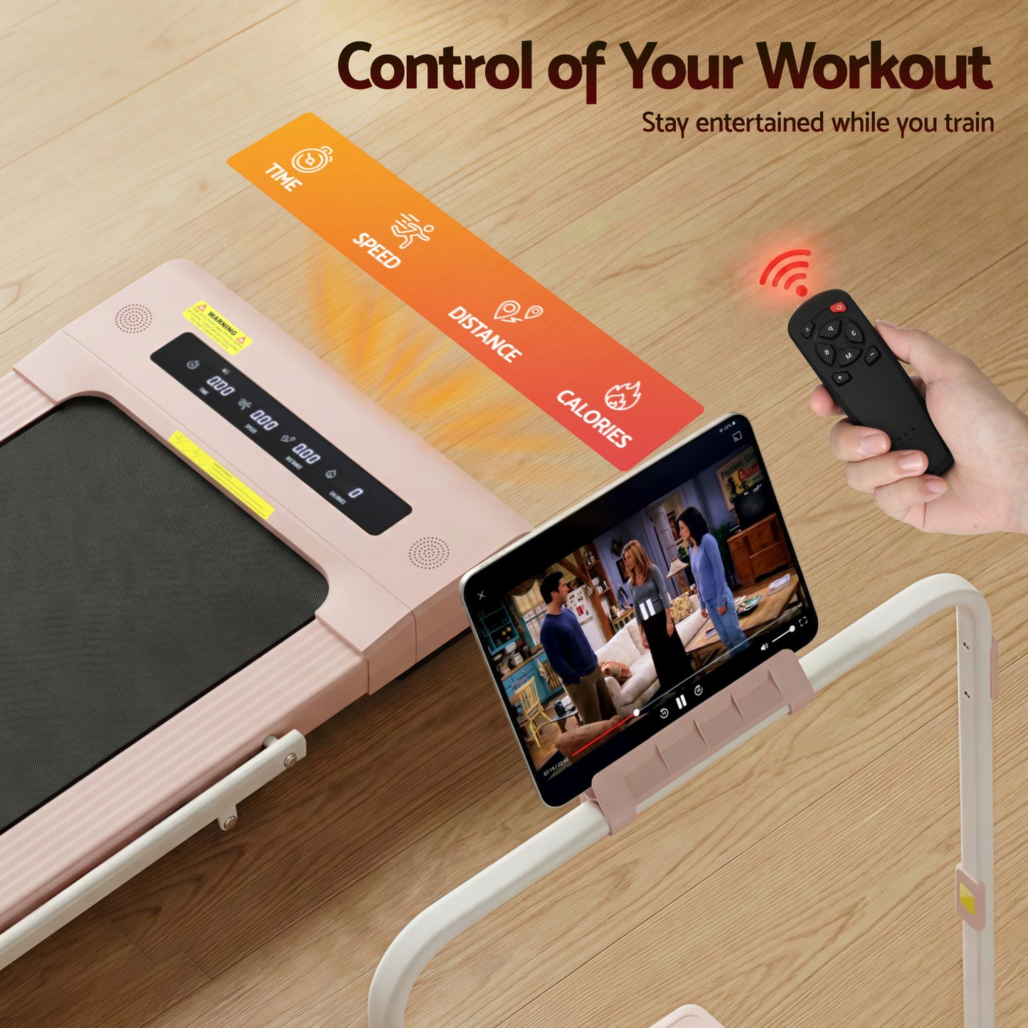 Treadmill Walking Pad Under Desk Home Gym Fitness 400mm - Pink