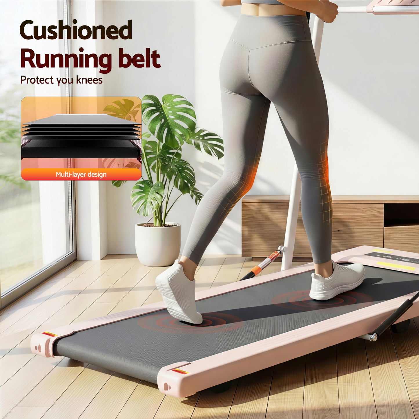 Treadmill Walking Pad Under Desk Home Gym Fitness 400mm - Pink