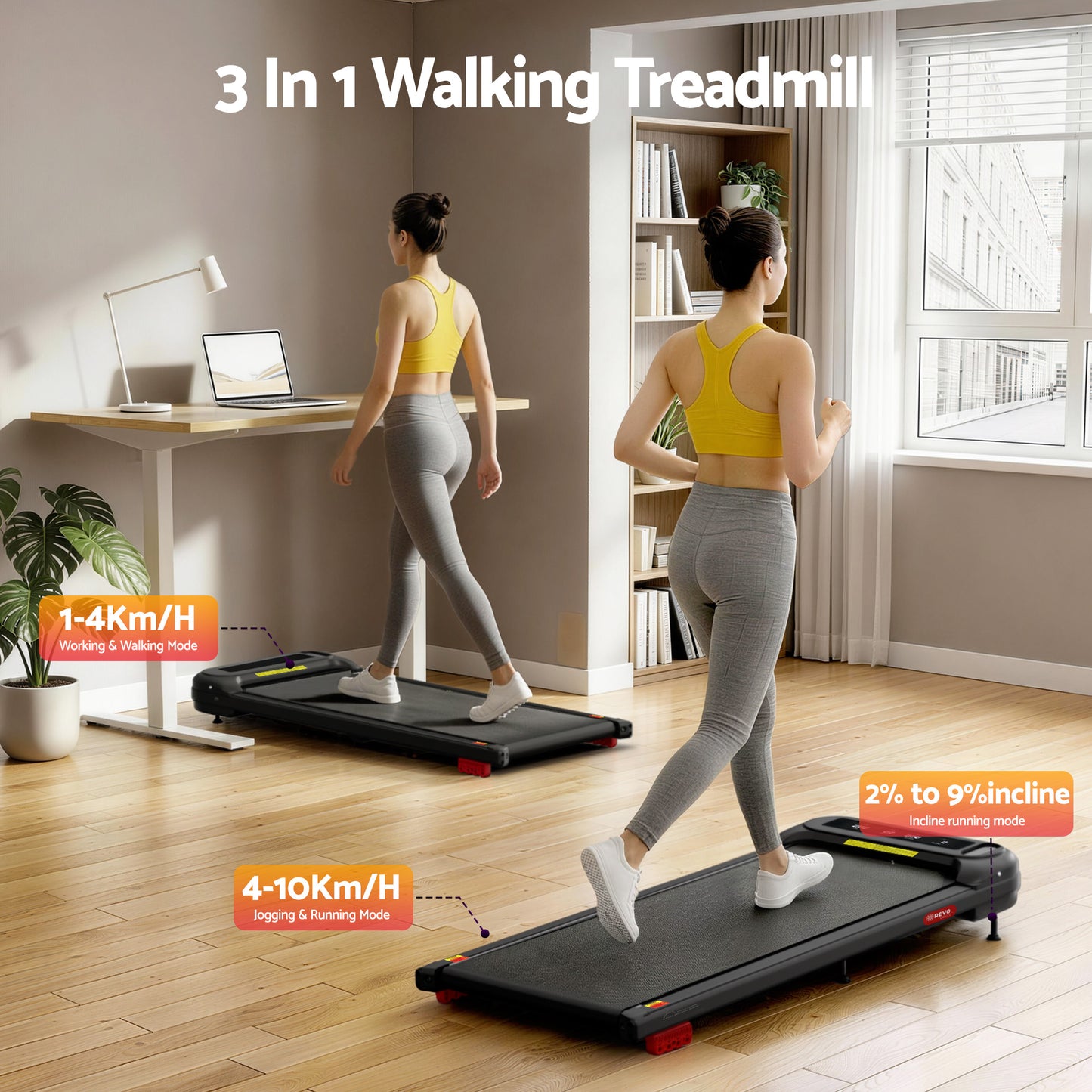 Everfit Treadmill Electric Walking Pad with Incline Under Desk