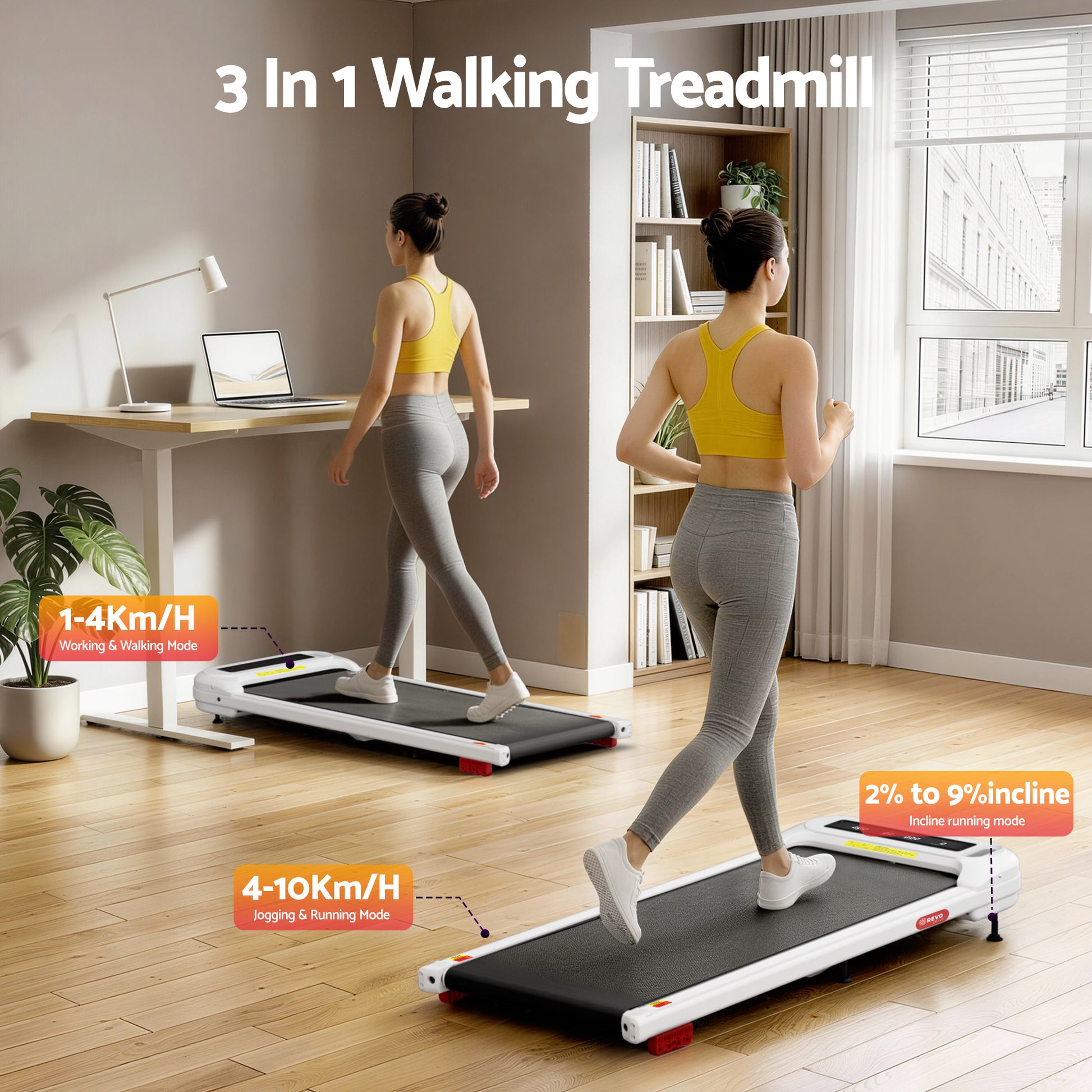 Everfit Treadmill Electric Walking Pad with Incline Under Desk