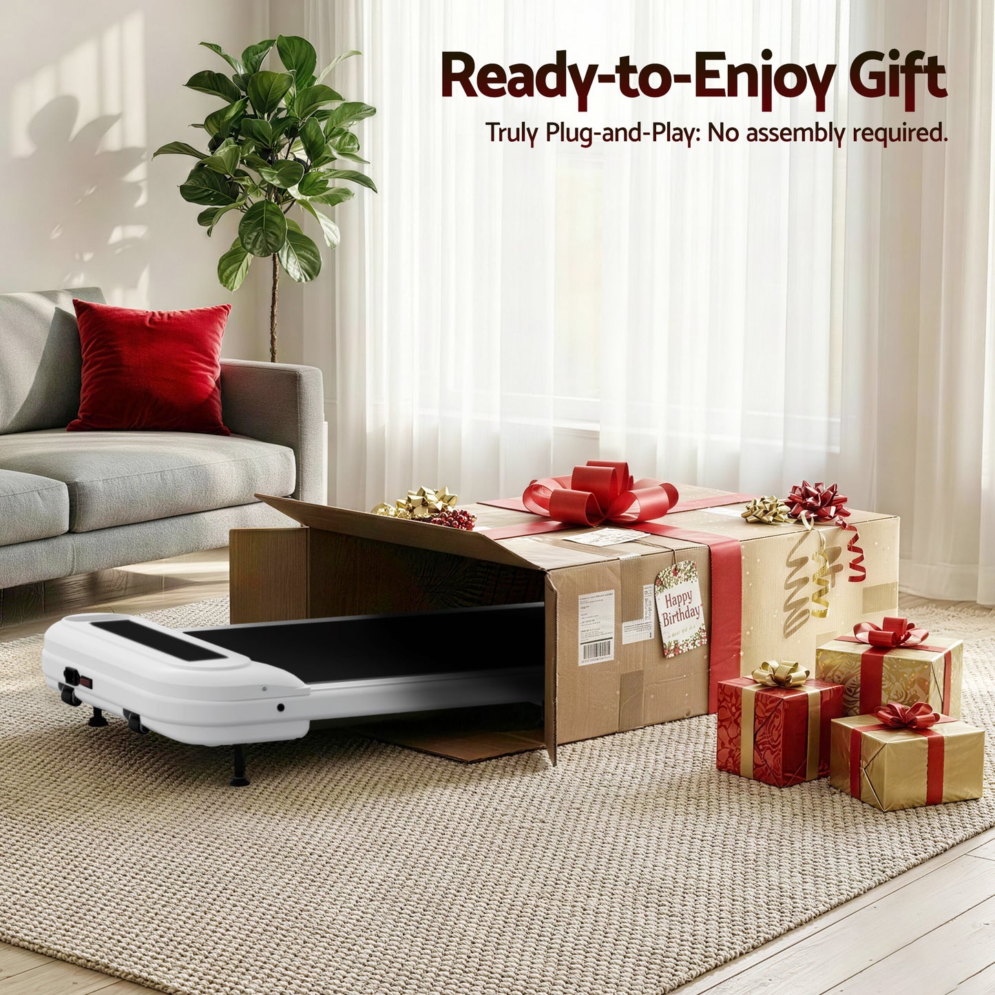 Walking pad treadmill with electric incline under-desk gym