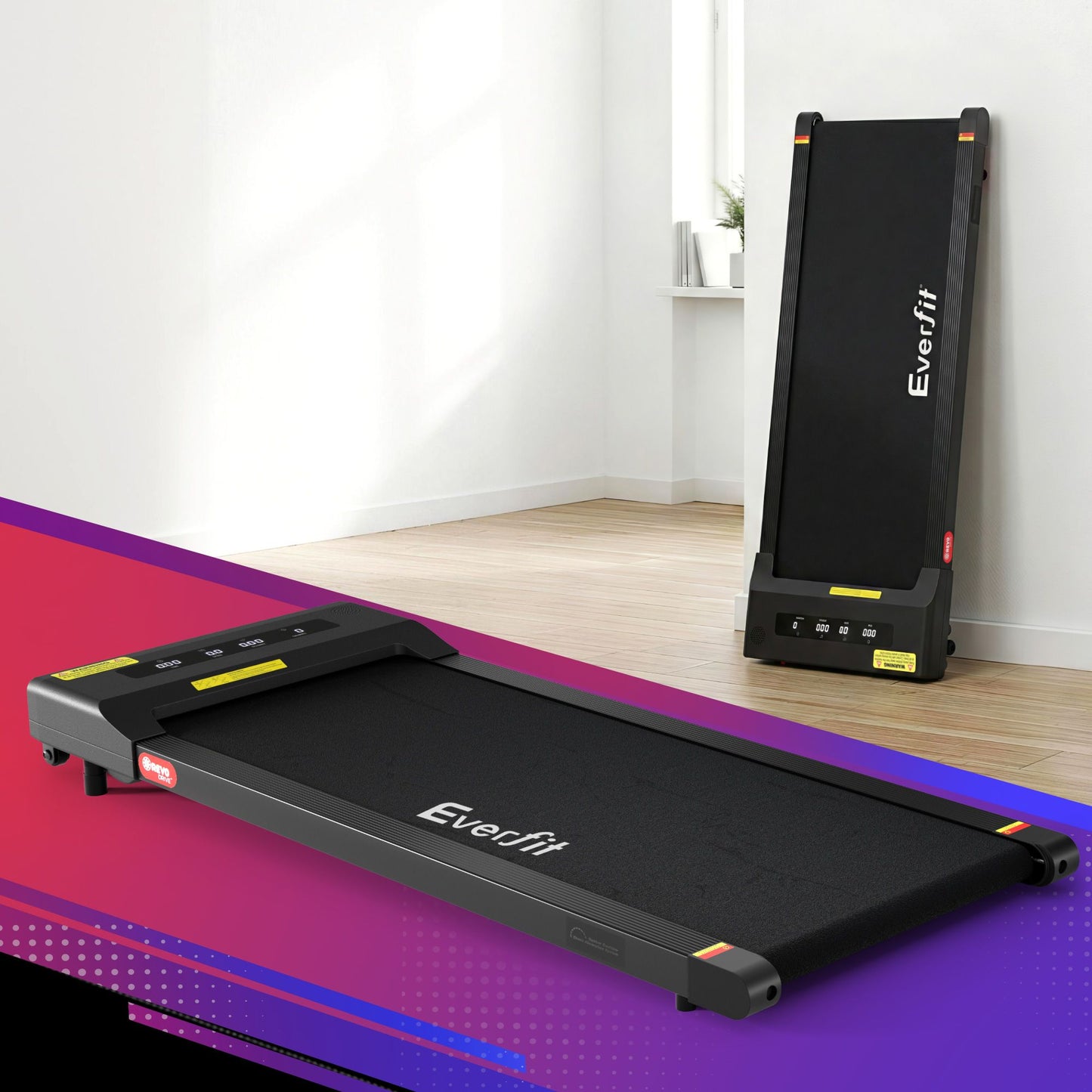Treadmill walking pad with storage shelves and support legs