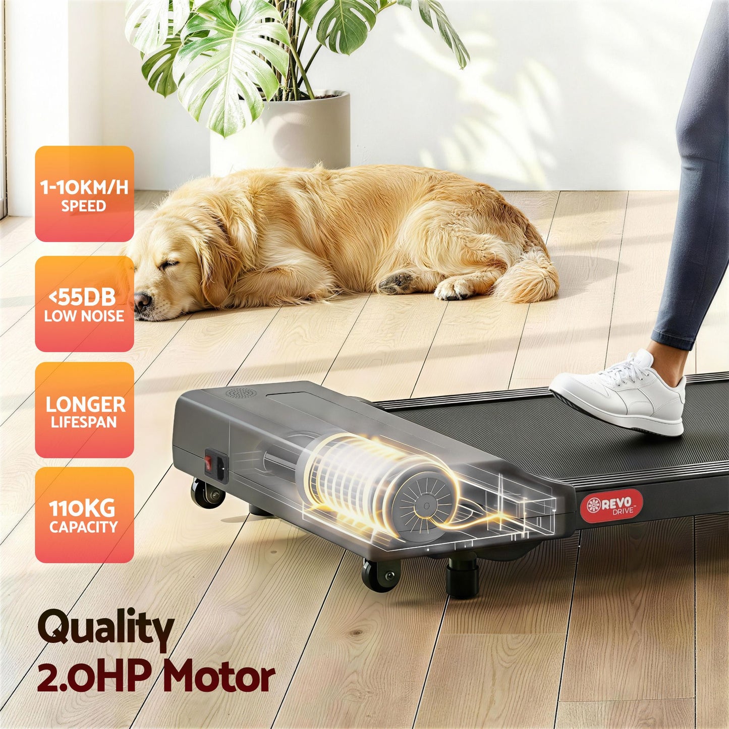 Treadmill Walking Pad Home Gym Office Fitness Machine 400mm - Grey