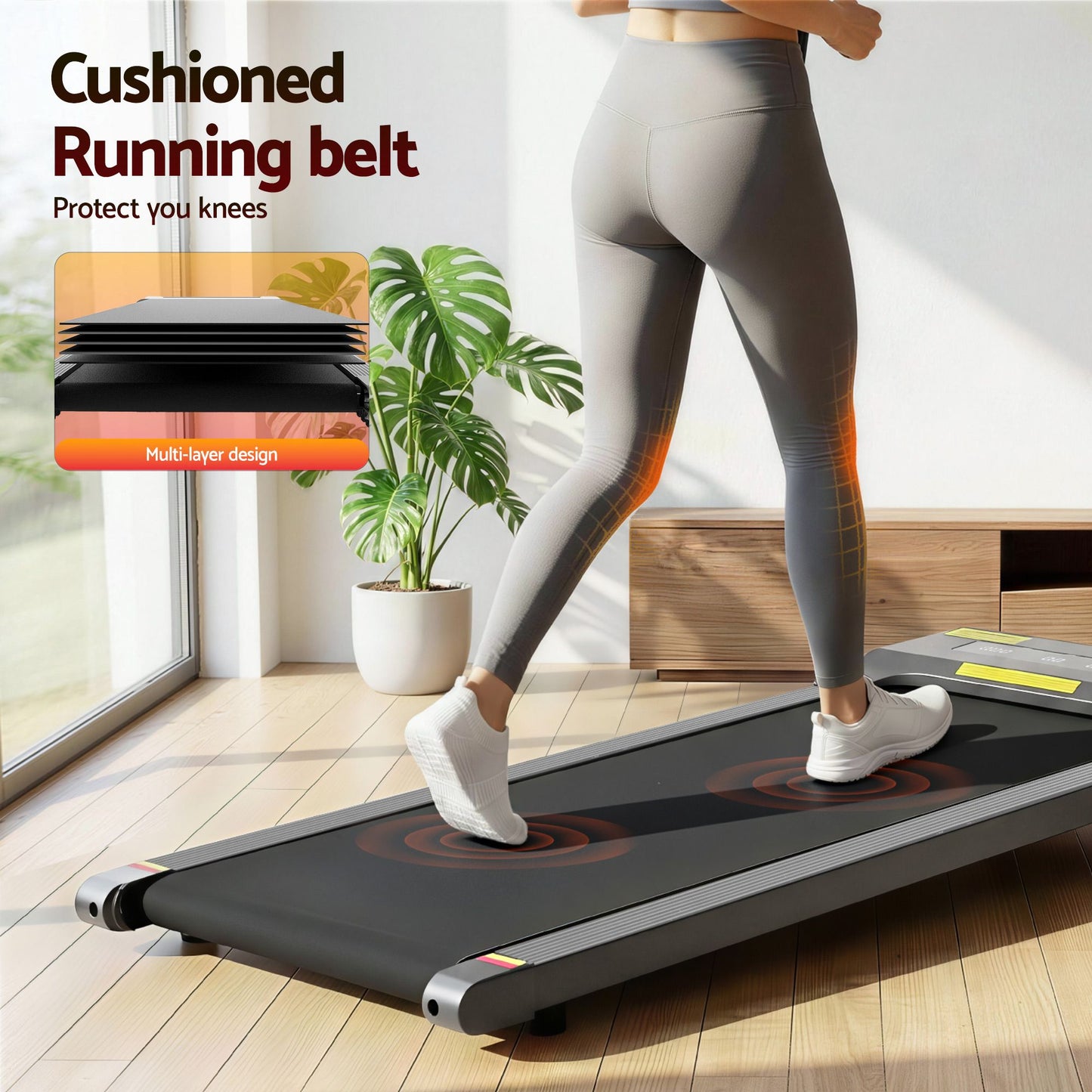 Treadmill Walking Pad Home Gym Office Fitness Machine 400mm - Grey