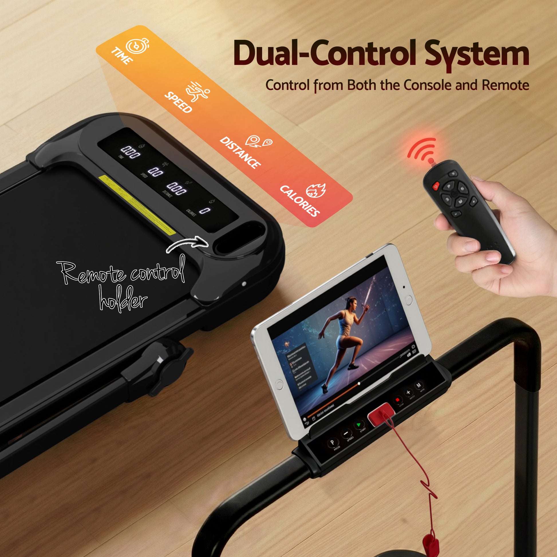 Black Electric Walking Pad Treadmill Compact Gym Design