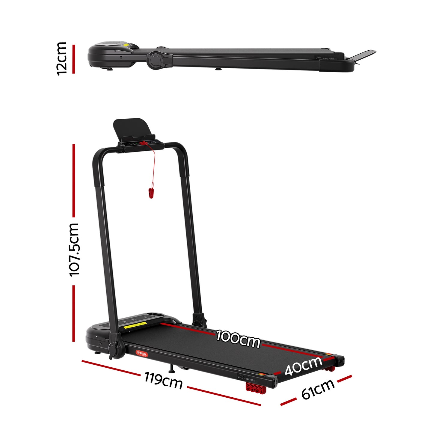 Treadmill Electric Walking Pad Incline Foldable Black