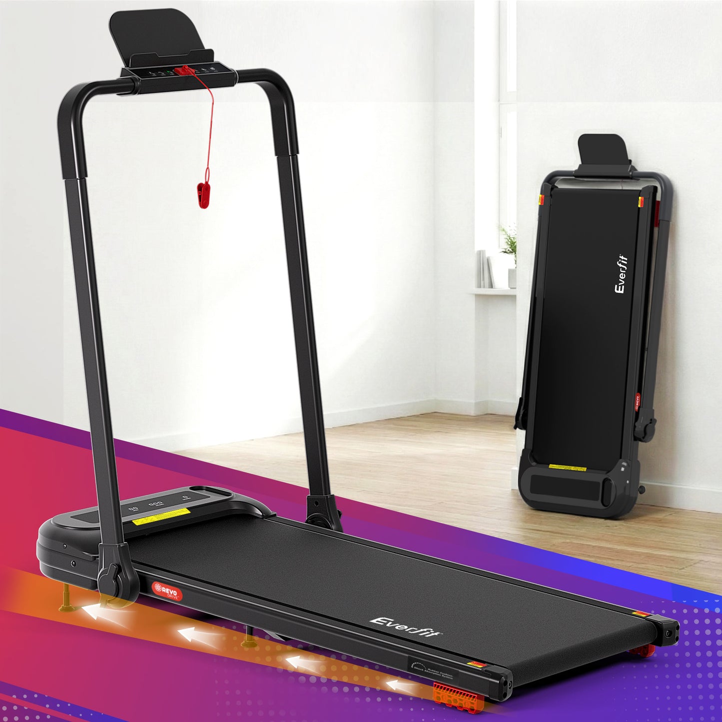Black Treadmill Electric Walking Pad Incline Foldable Gym