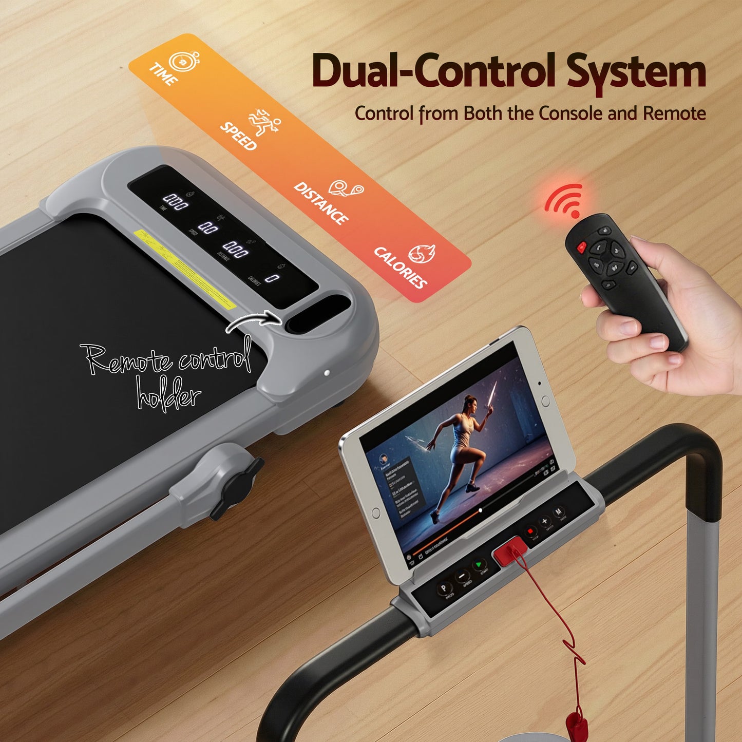 Everfit Treadmill Electric Walking Pad with Incline Foldable for Home Gym Grey