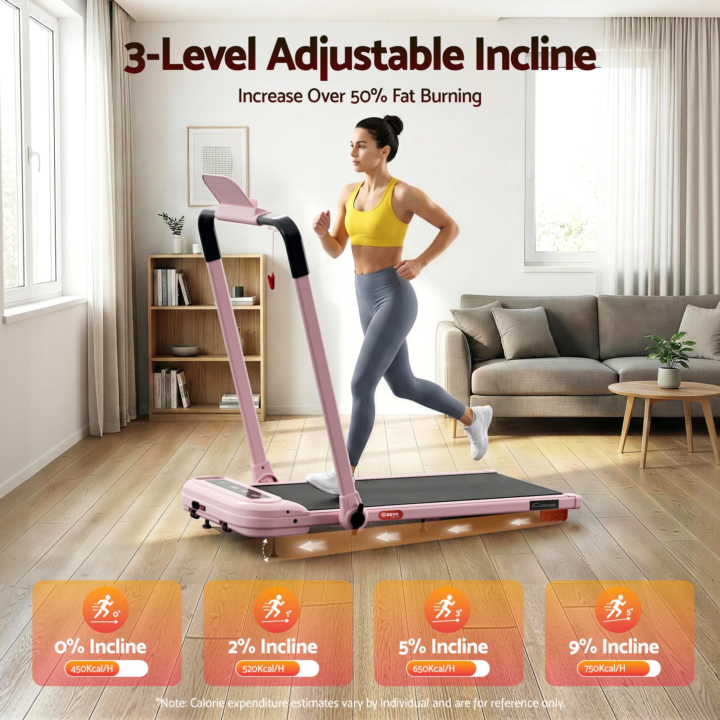 Everfit Treadmill Electric Walking Pad with Incline Foldable for Home Gym Pink