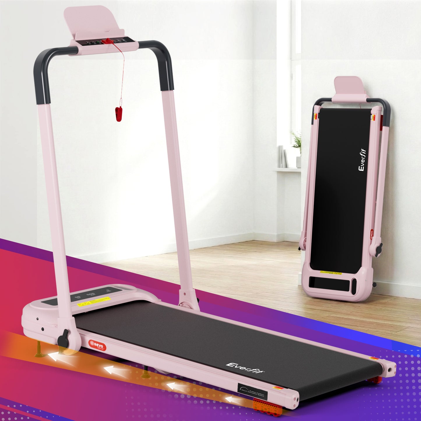 Everfit Treadmill Electric Walking Pad with Incline Foldable for Home Gym Pink