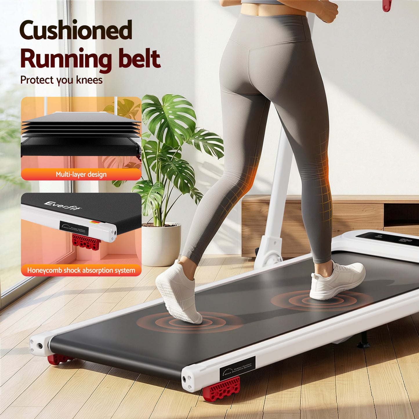 White Electric Walking Pad Treadmill with Compact Gym Design