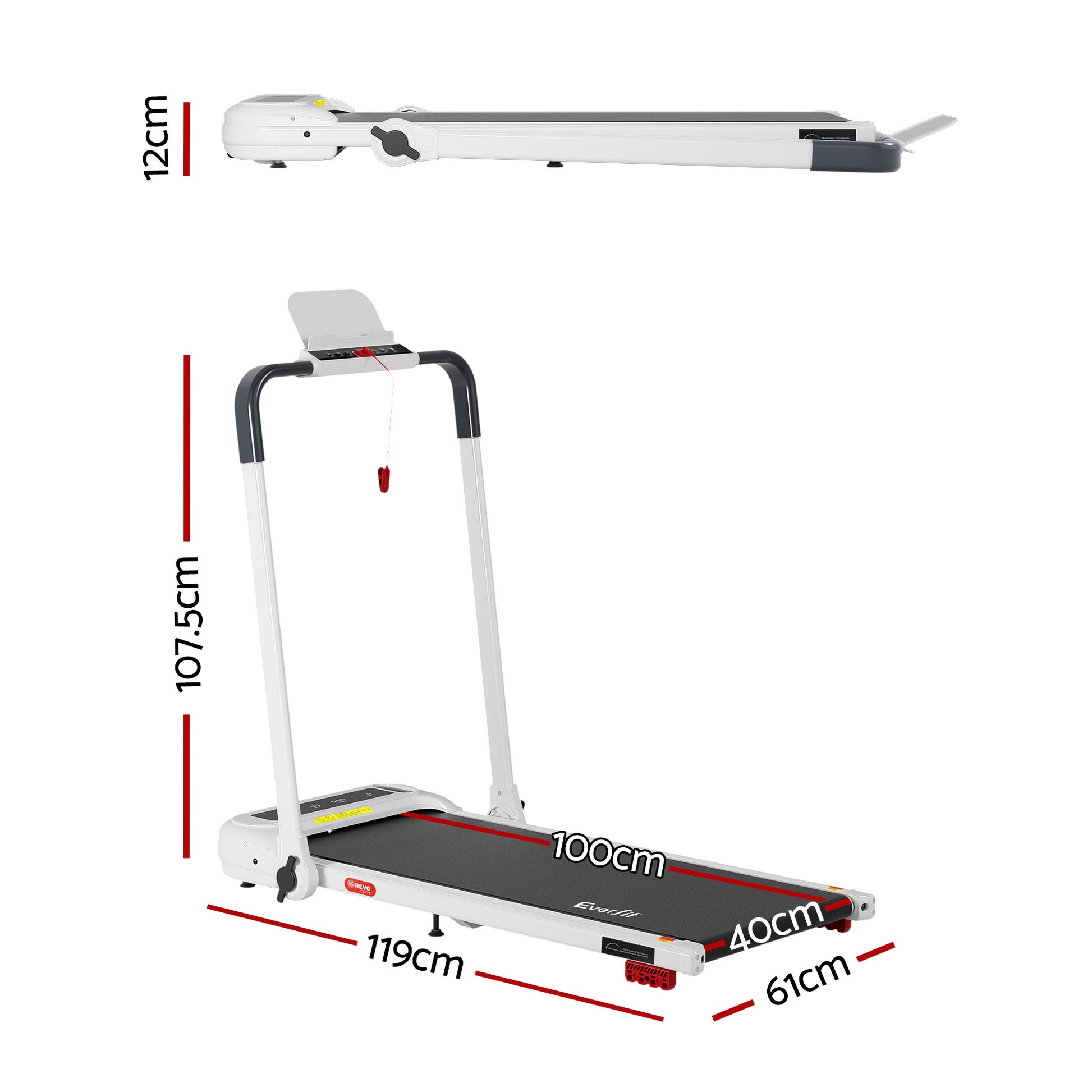 Treadmill Electric Walking Pad Incline Foldable White