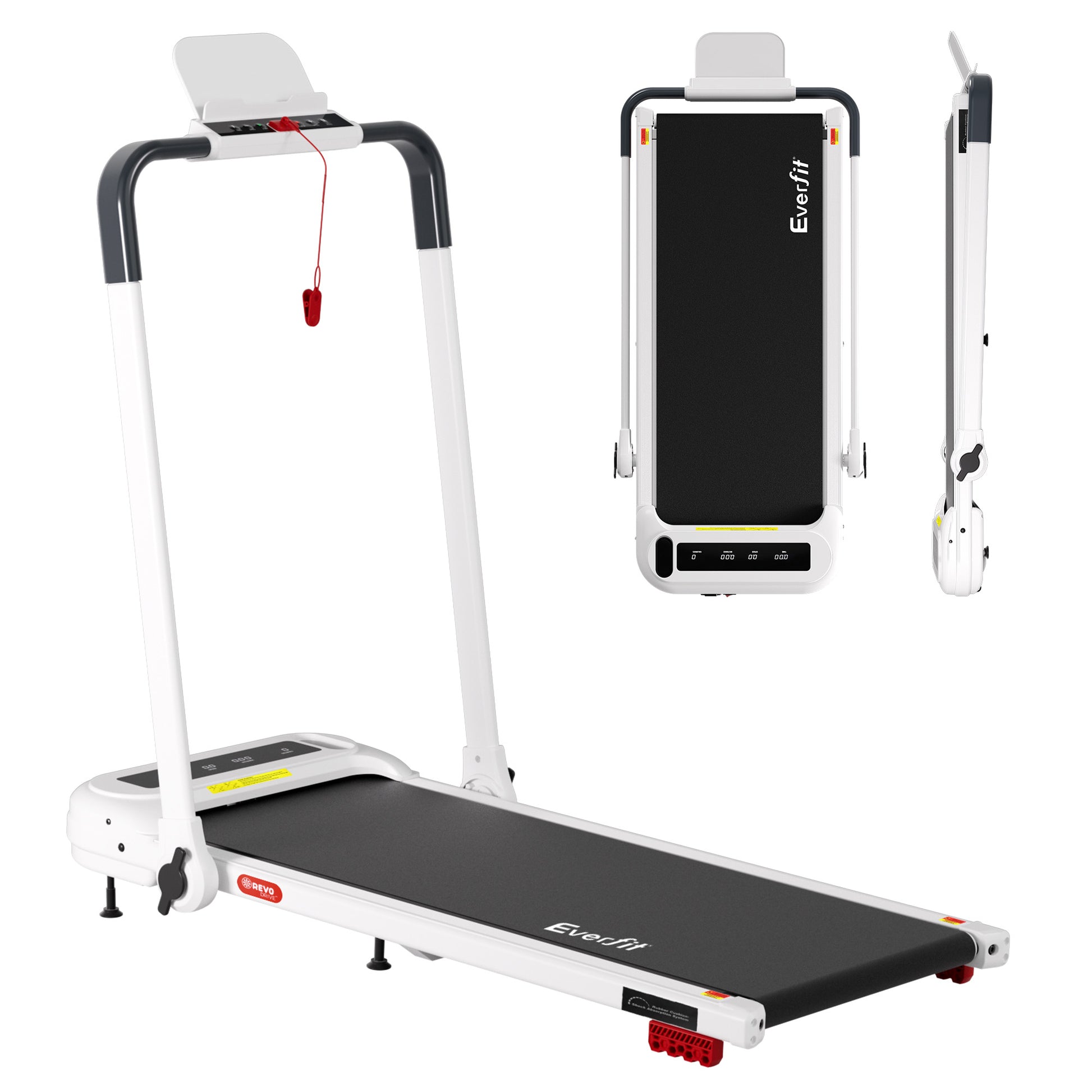 Treadmill Electric Walking Pad Incline Foldable Gym White
