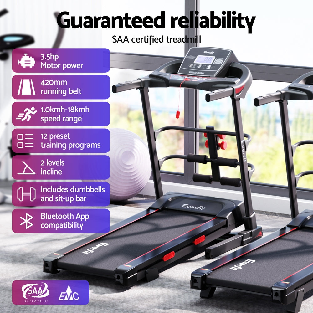 Treadmill Home Gym Fitness Exercise Machine with Sit-Up Bar - 420MM