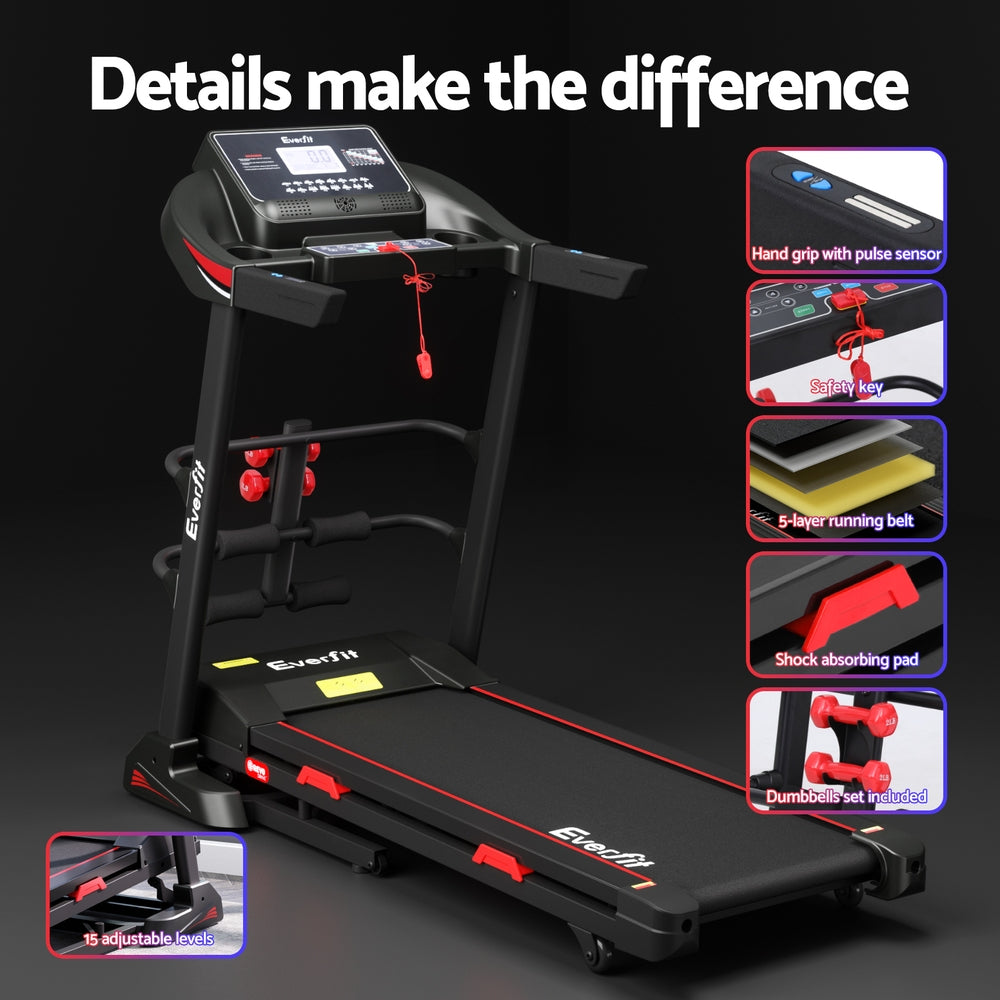 Treadmill Home Gym Fitness Exercise Machine with Sit-Up Bar - 450MM