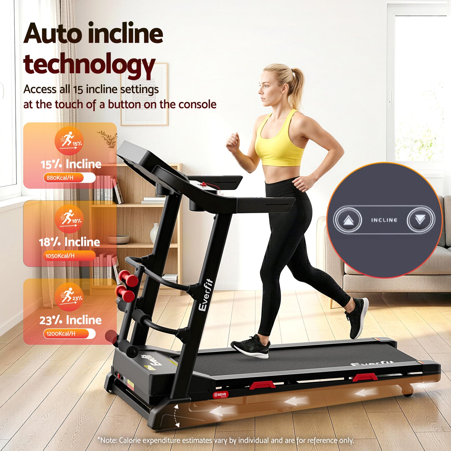Treadmill Home Gym Fitness Exercise Machine with Sit-Up Bar - 450MM