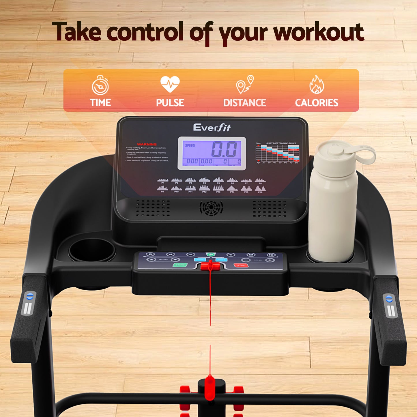 Treadmill Home Gym Fitness Exercise Machine with Sit-Up Bar - 450MM