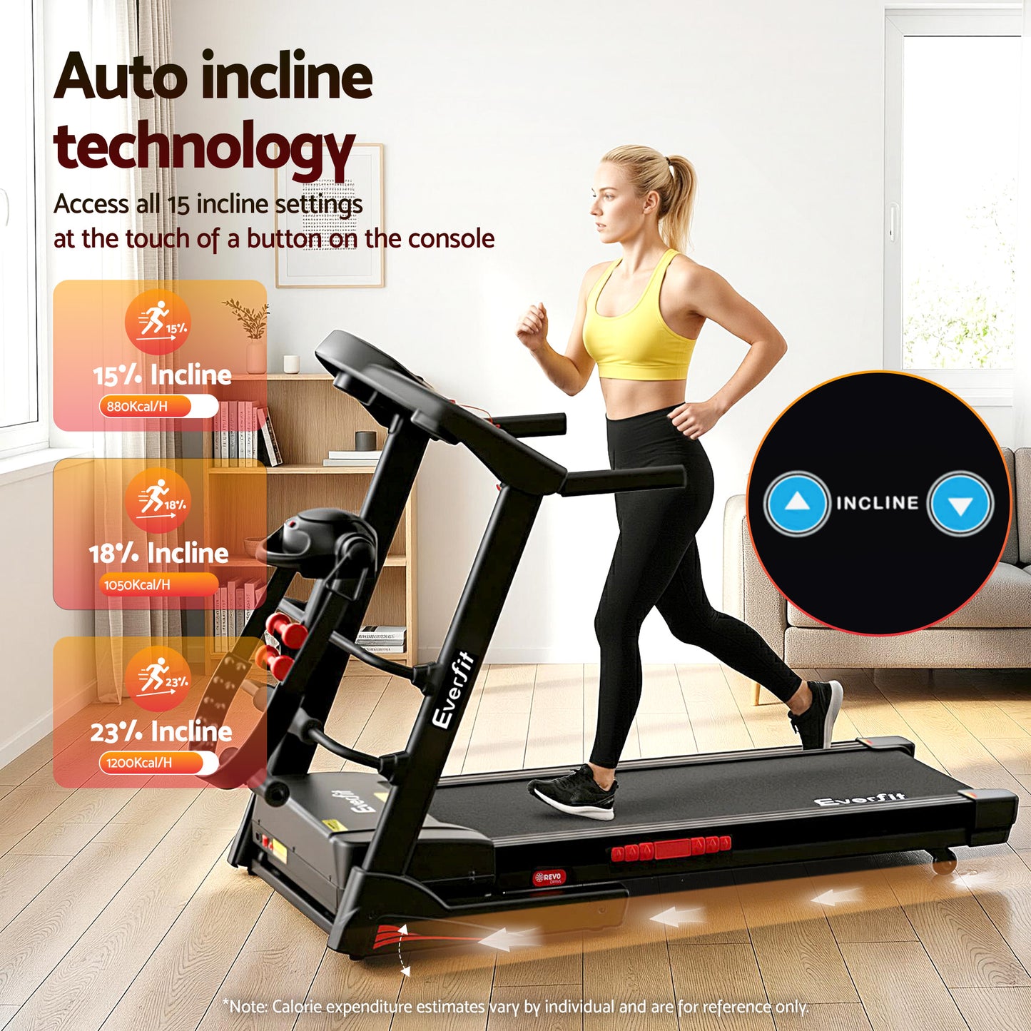 Treadmill Home Gym Fitness Exercise Machine with Massager 480mm