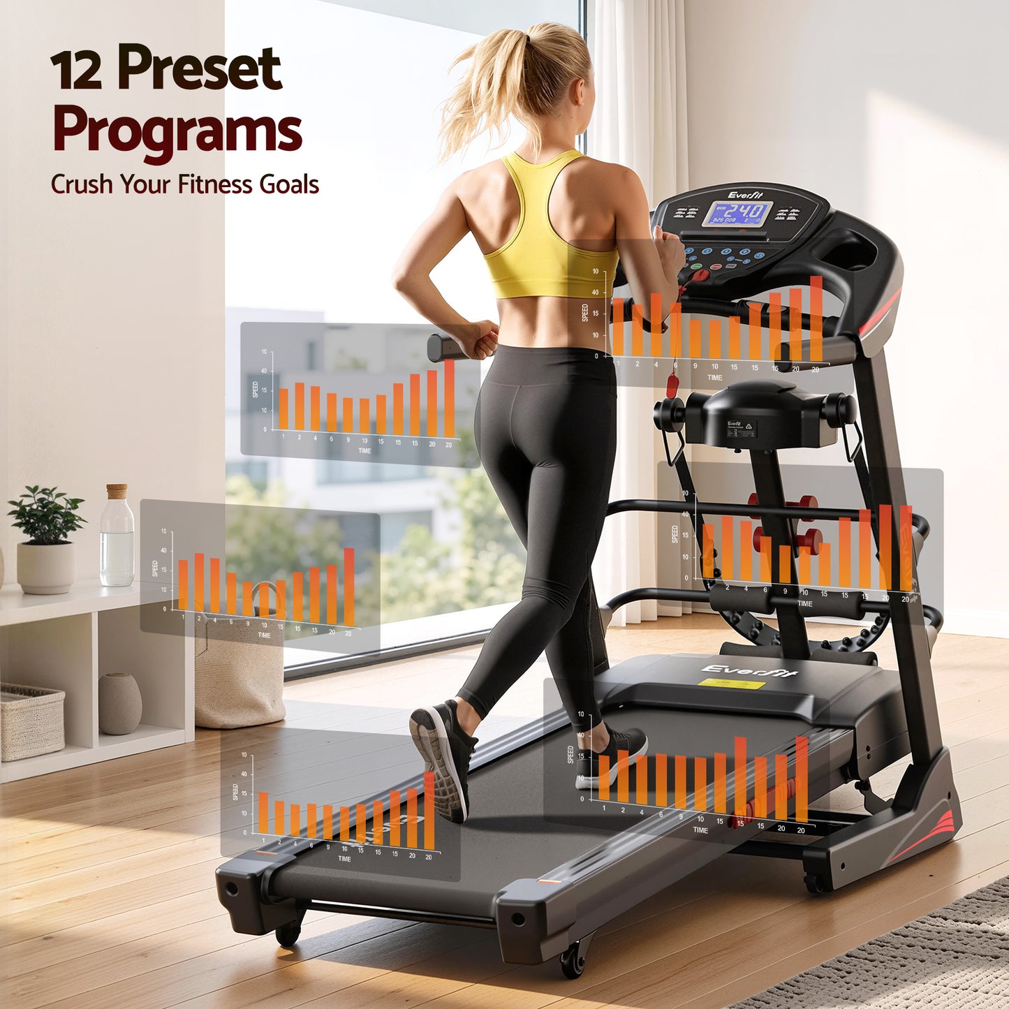 Treadmill Home Gym Fitness Exercise Machine with Massager 480mm
