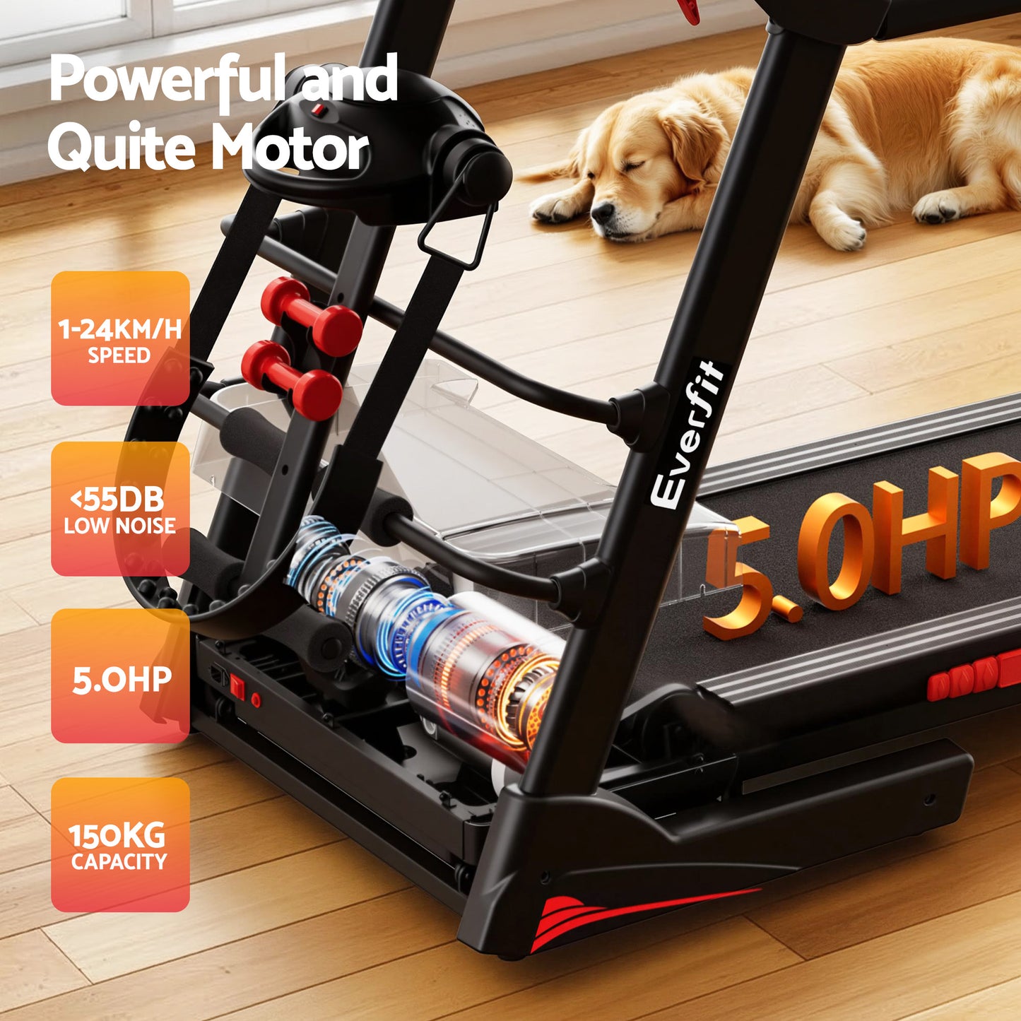 Treadmill Home Gym Fitness Exercise Machine with Massager 480mm