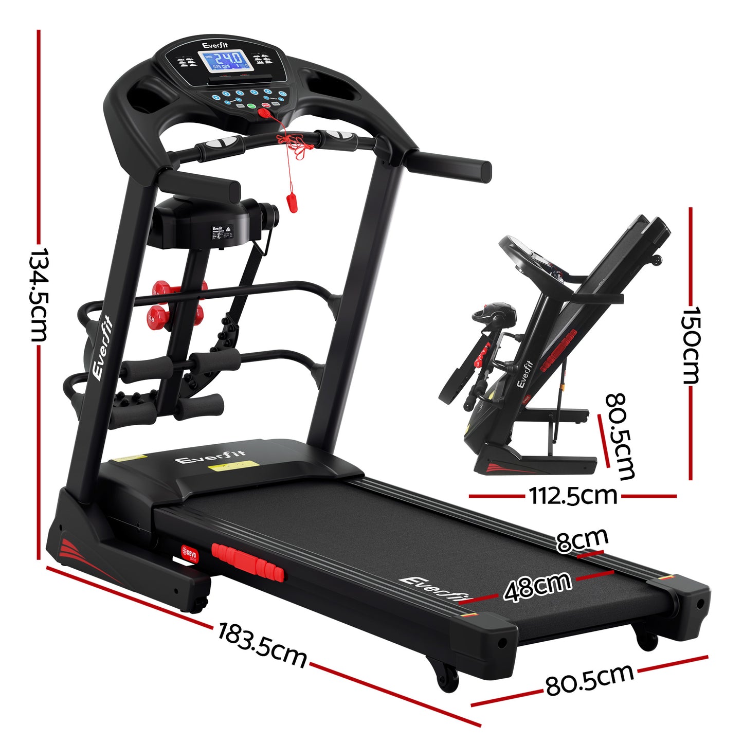 Treadmill Home Gym Fitness Exercise Machine with Massager 480mm