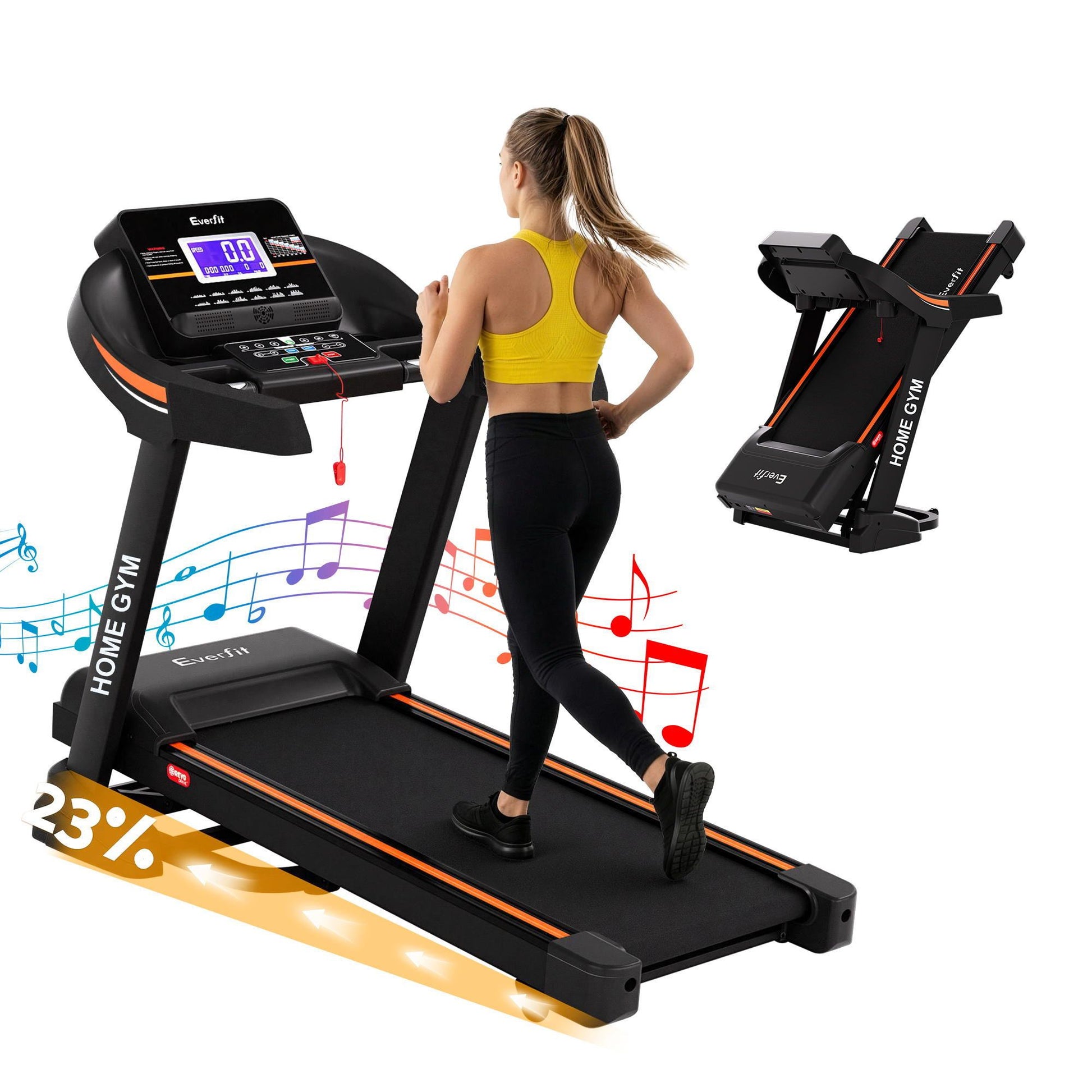 Treadmill Auto Incline Gym Fitness with Exercise Machine 490mm