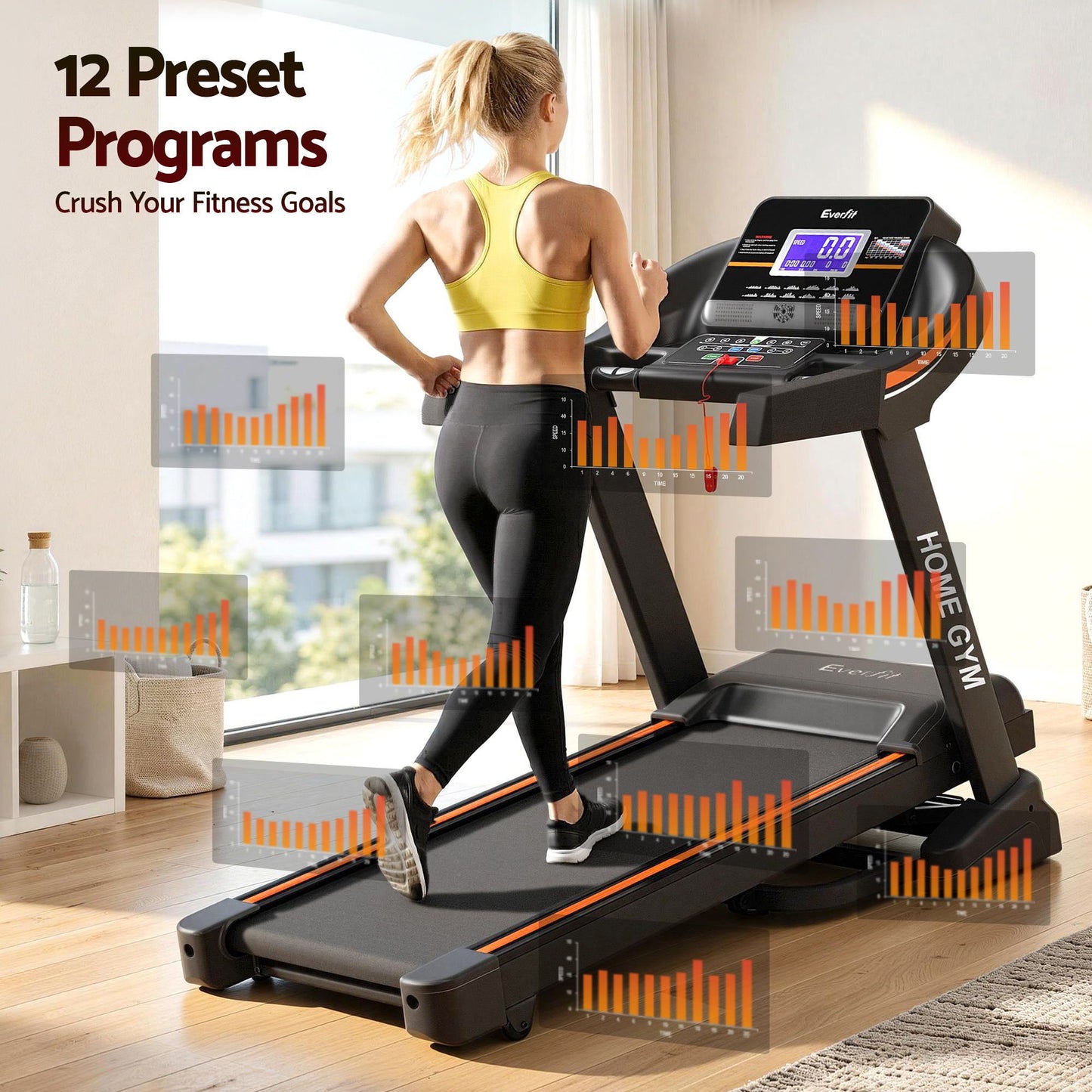Treadmill Auto Incline Gym Fitness Exercise Machine 490mm