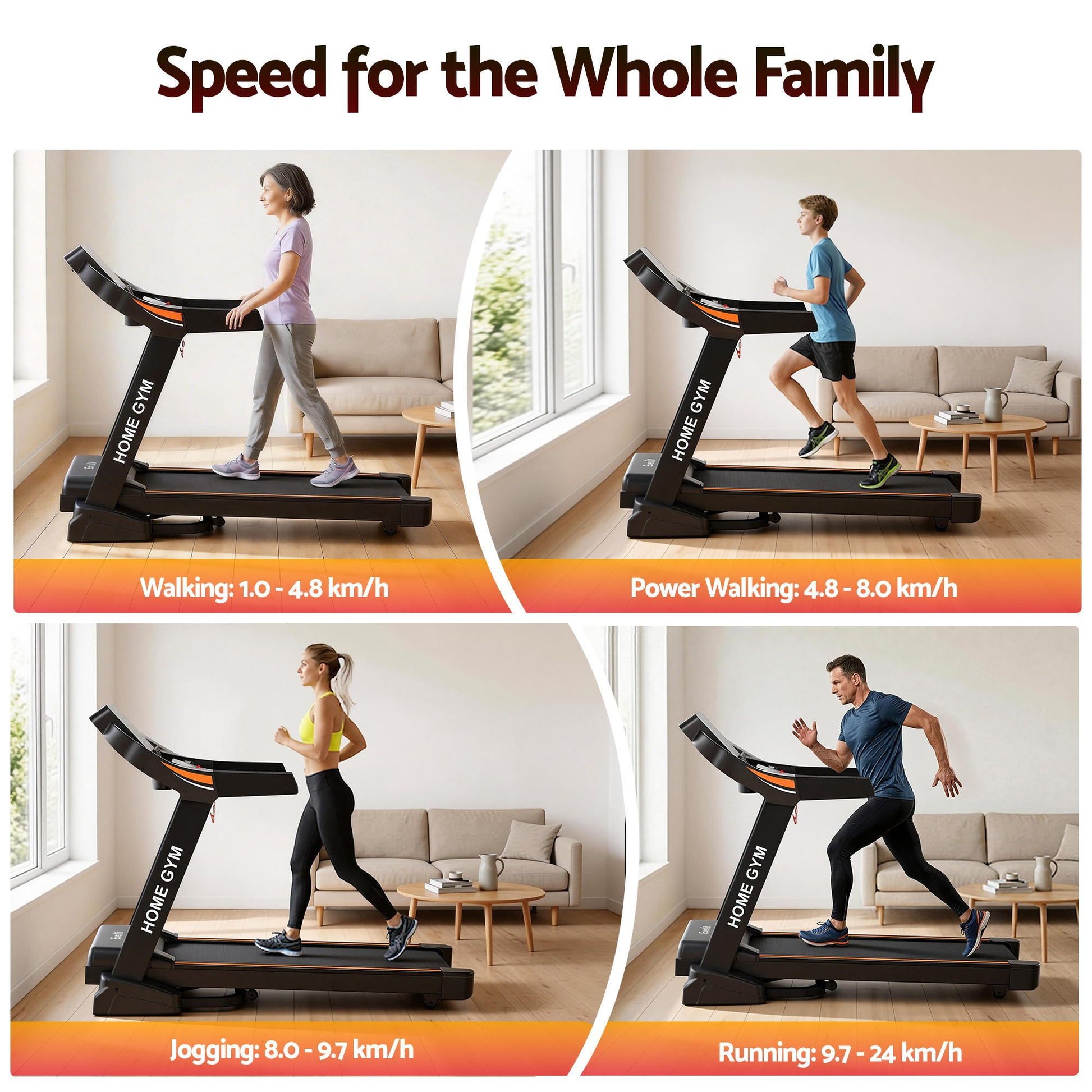 Auto Incline Gym Fitness Exercise Machine 490mm Treadmill