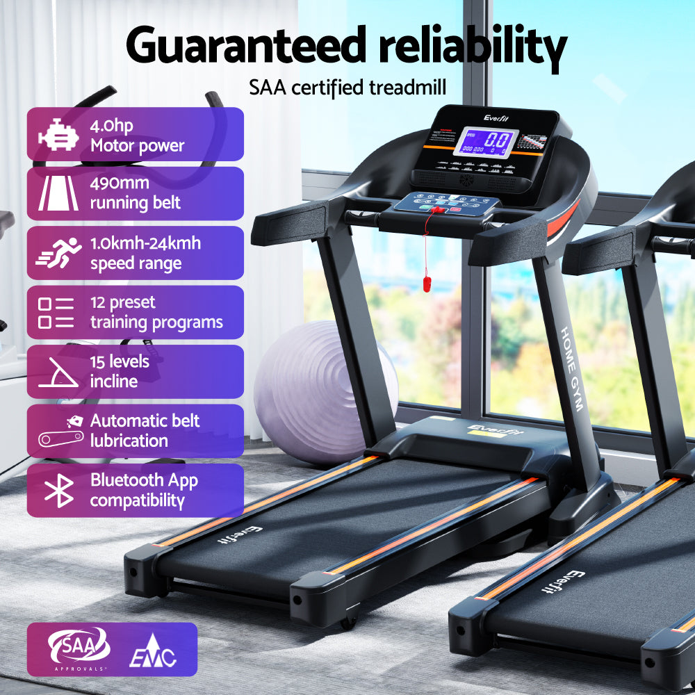 Treadmill Auto Incline Home Gym Fitness Exercise Machine - 490mm