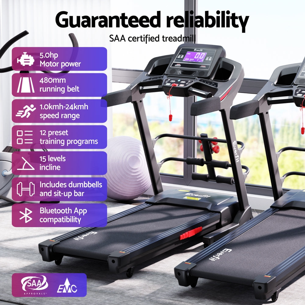 Treadmill Home Gym Fitness Exercise Machine with Sit-Up Bar - 480mm