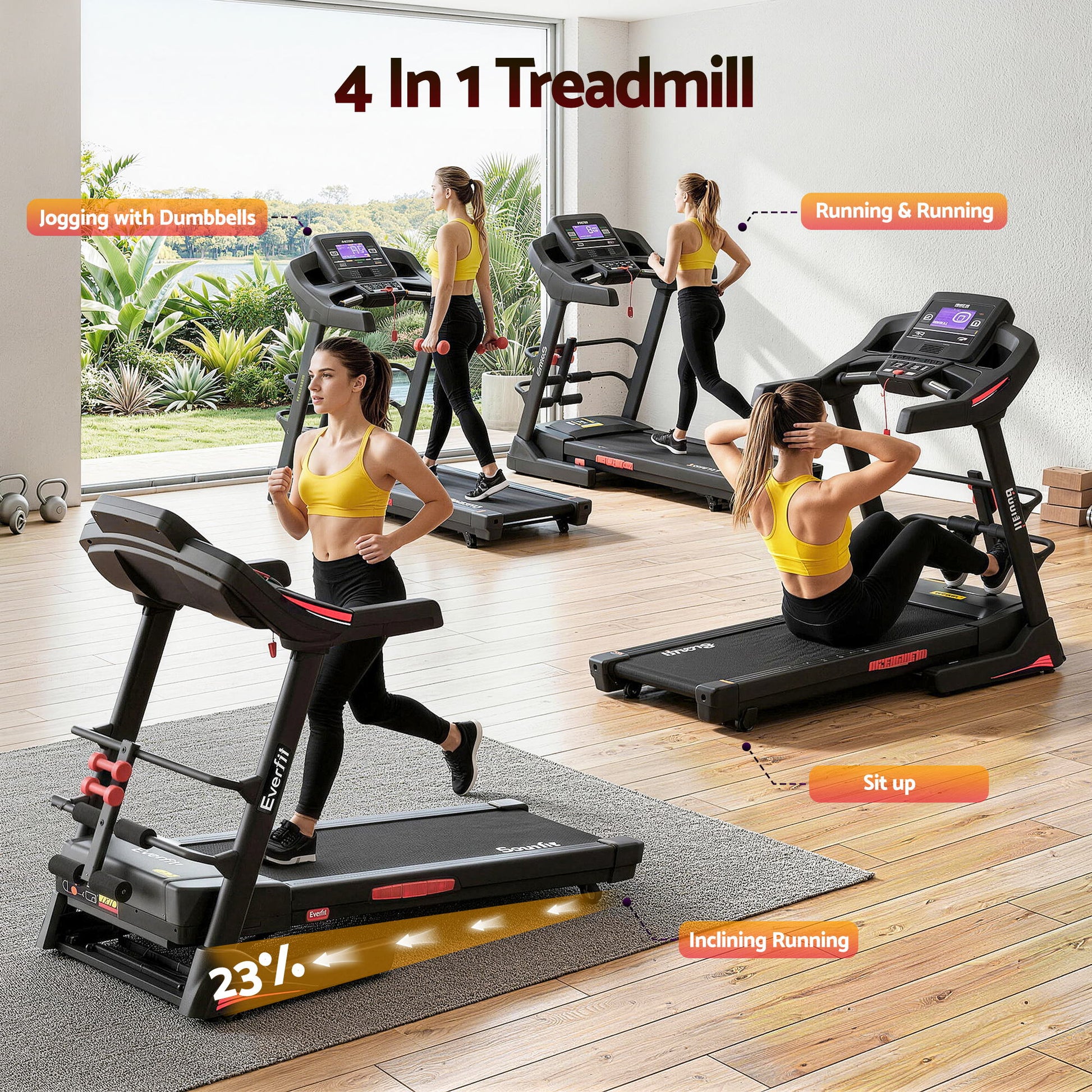 Everfit Treadmill Electric Gym Fitness Exercise Machine w Sit