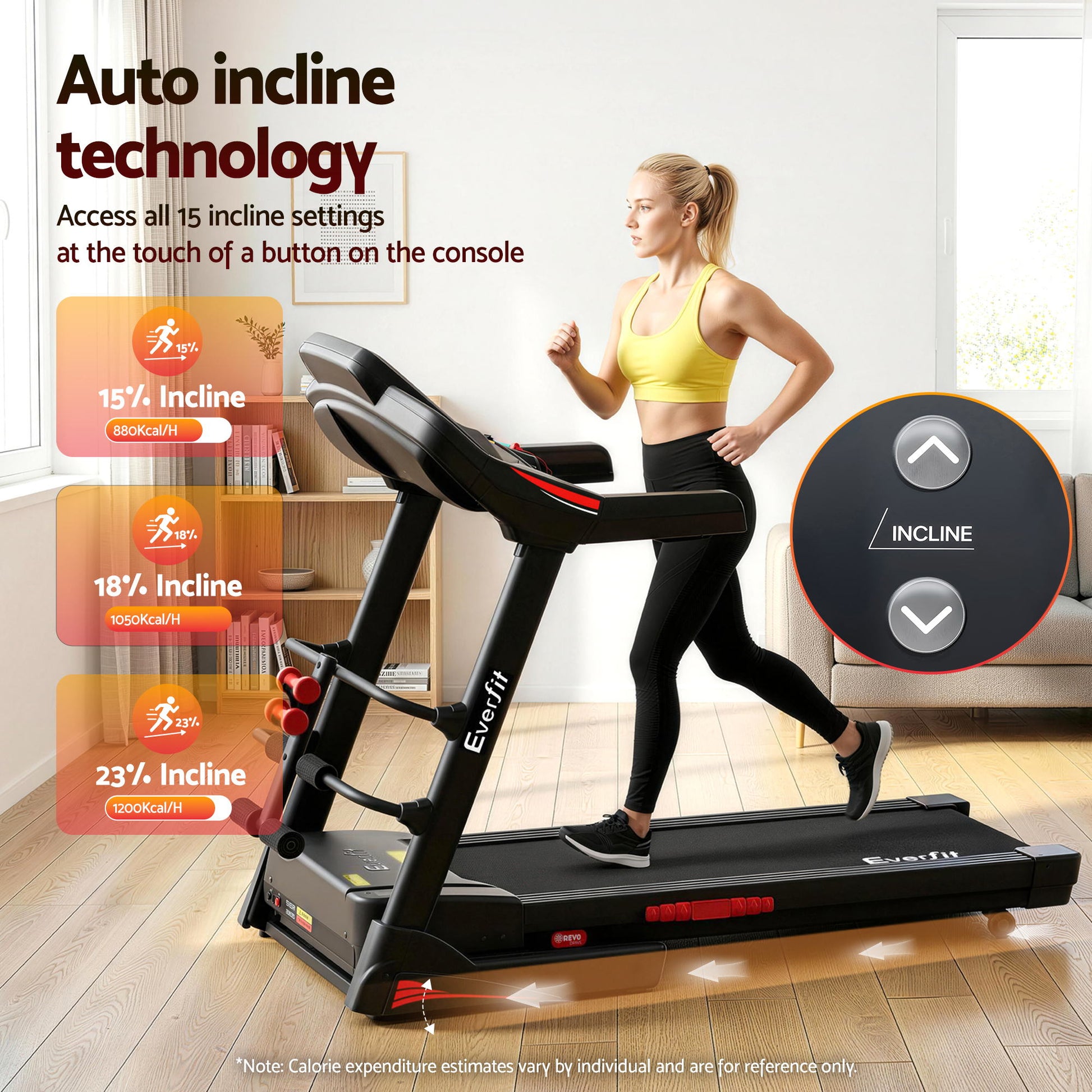 Everfit Treadmill Electric Gym Fitness Exercise Machine w Sit Up Bar 480mm close-up detail