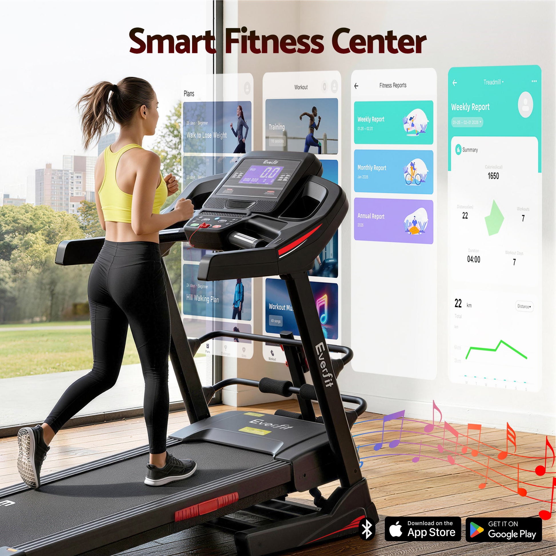 Treadmill Electric Gym Fitness Exercise with Machine W Sit Up Bar